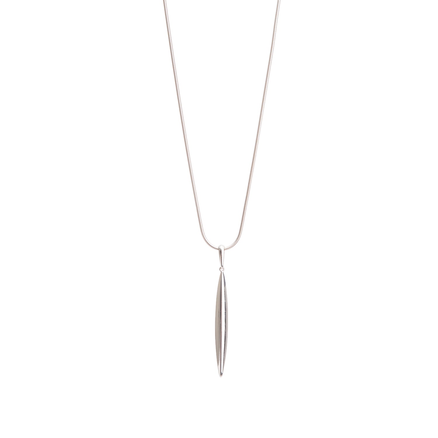 Tiffany & Co. 18k White Gold Feather Pendant Necklace w/ Box