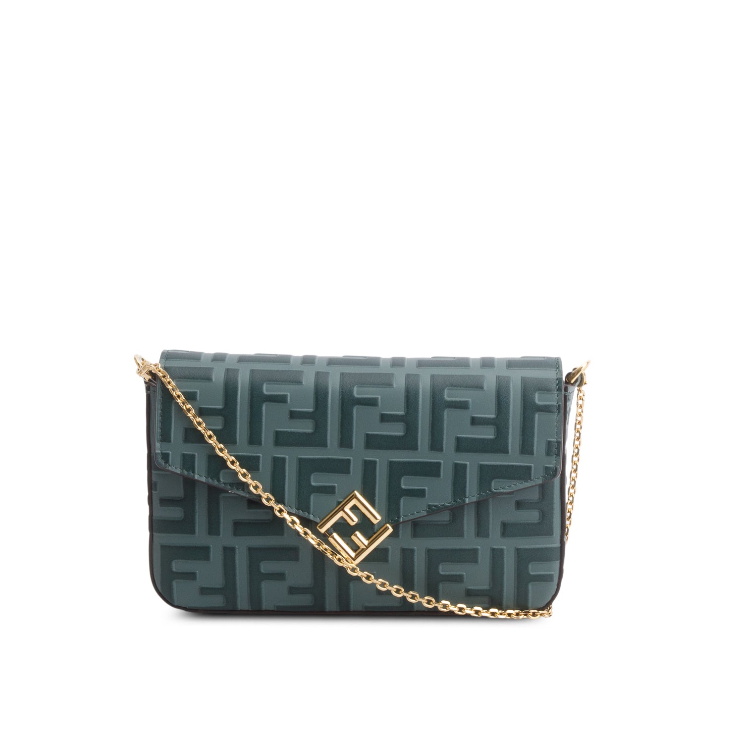 Fendi Green Zucca FF Diamonds Wallet on Chain