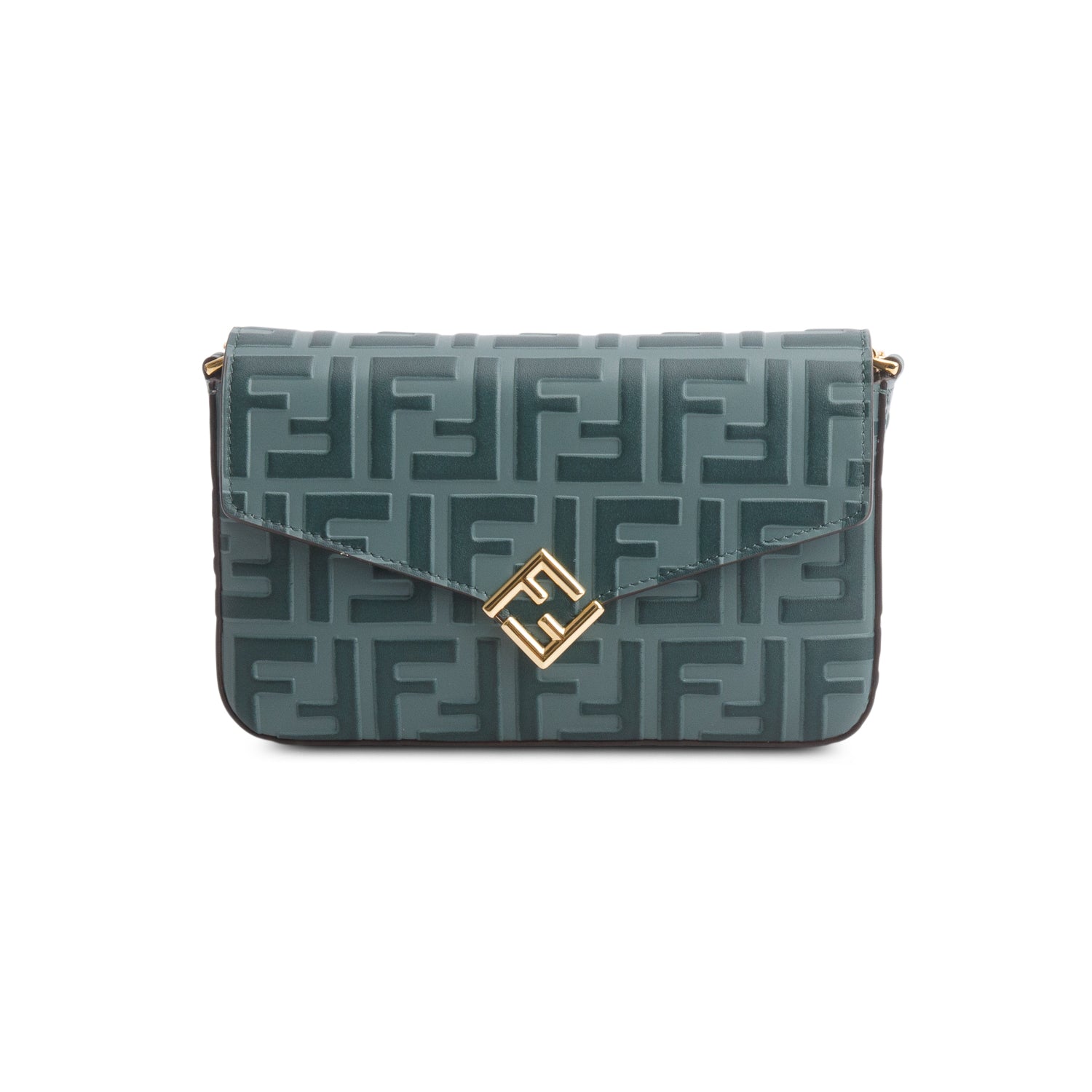 Fendi Green Zucca FF Diamonds Wallet on Chain