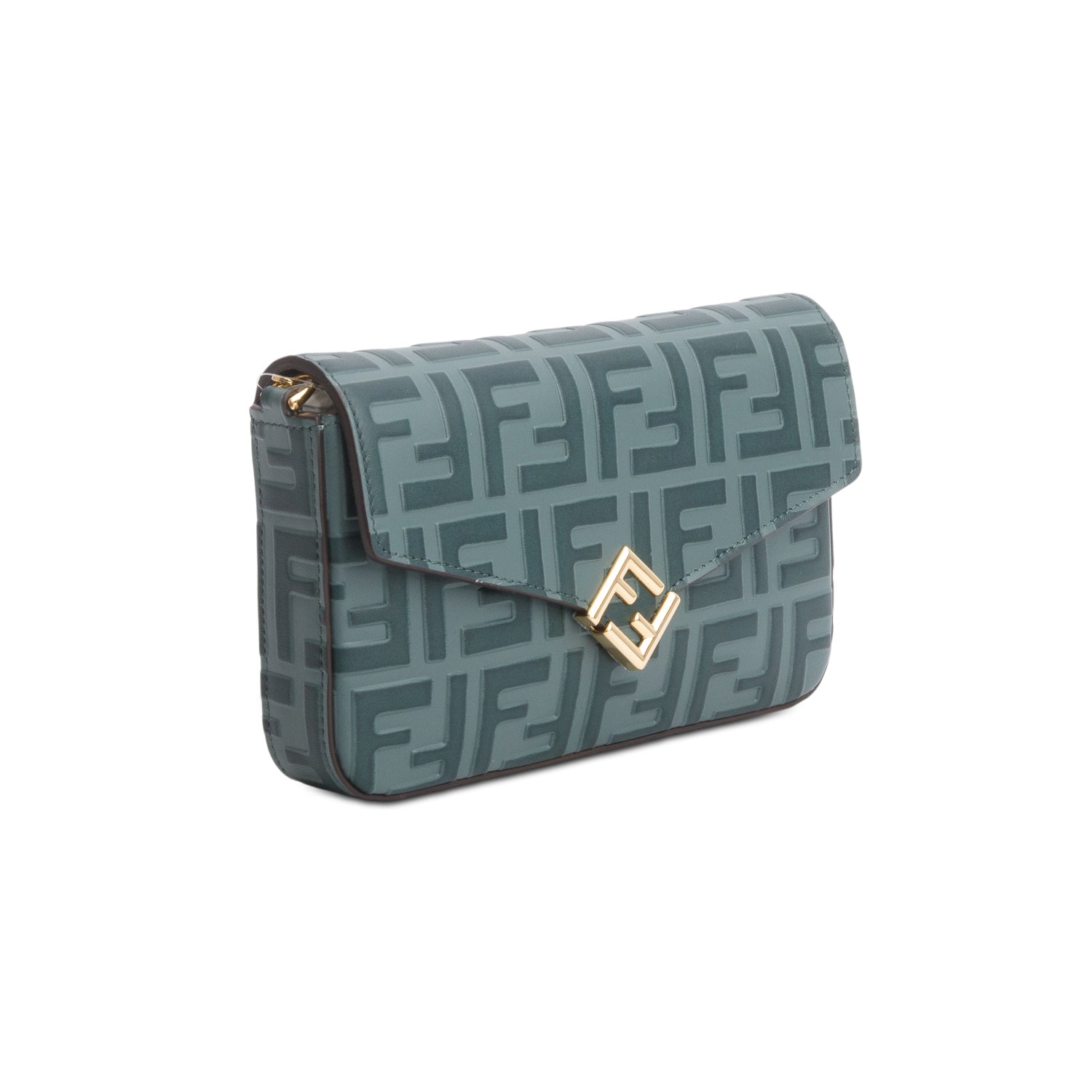 Fendi Green Zucca FF Diamonds Wallet on Chain