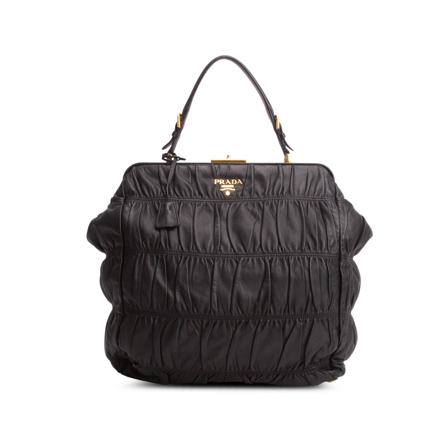Prada Black Nappa Gaufre Dressy Frame Tote