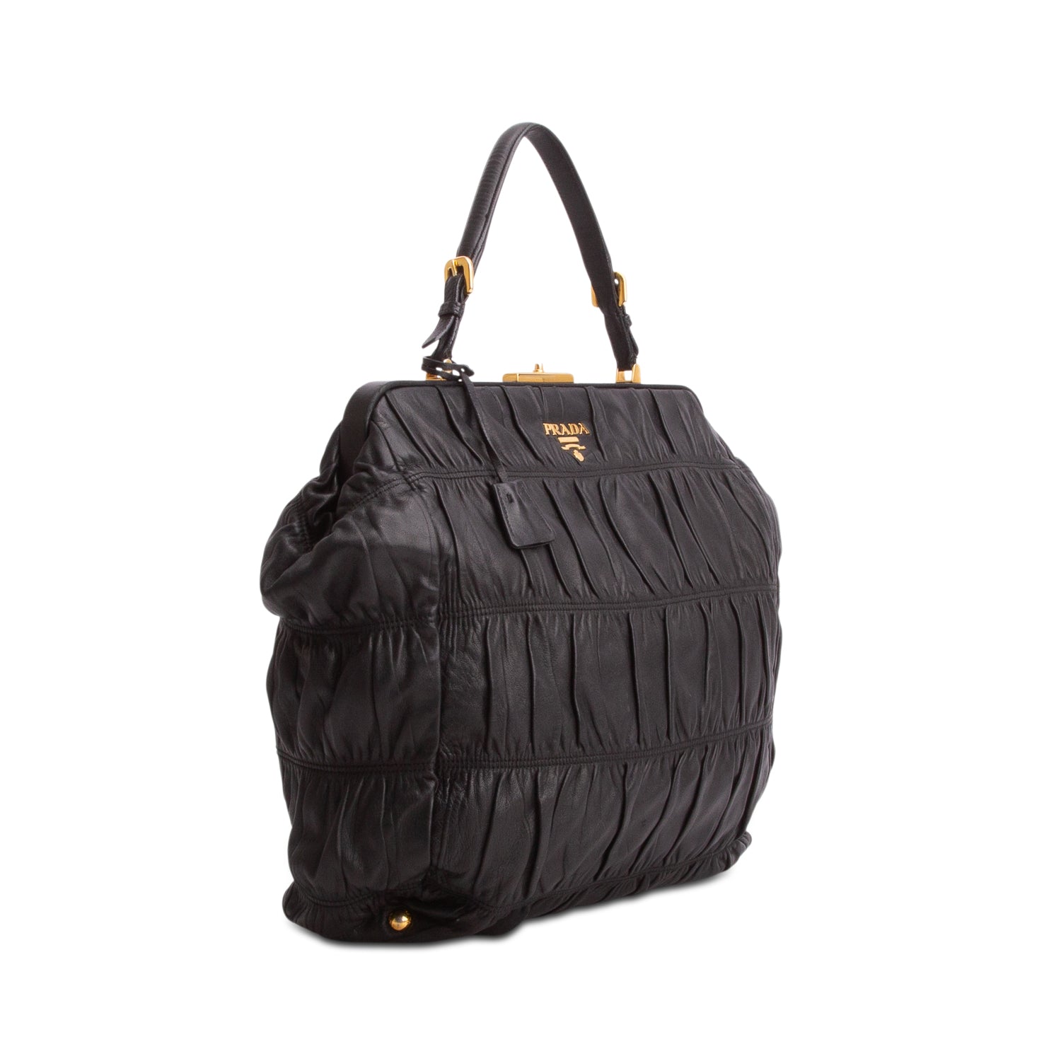 Prada Black Nappa Gaufre Dressy Frame Tote