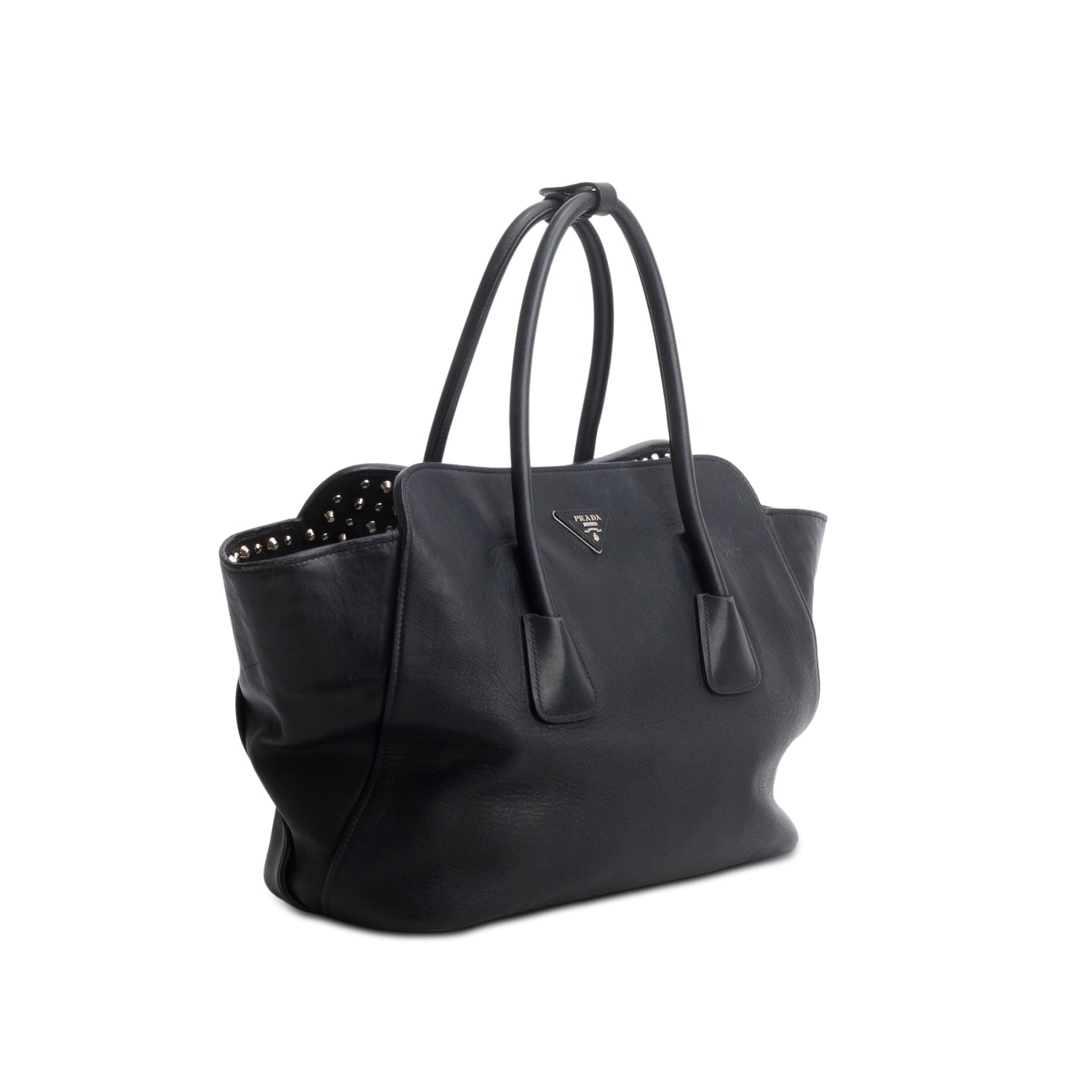 Prada Black Vitello Studded Twin Pocket w/ Strap