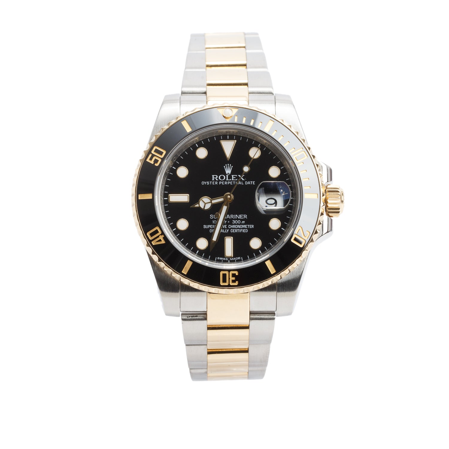 Rolex Stainless Steel & 18k Yellow Gold Submariner Date 40 MM Automatic Watch Black Dial 116613LN w/ Box