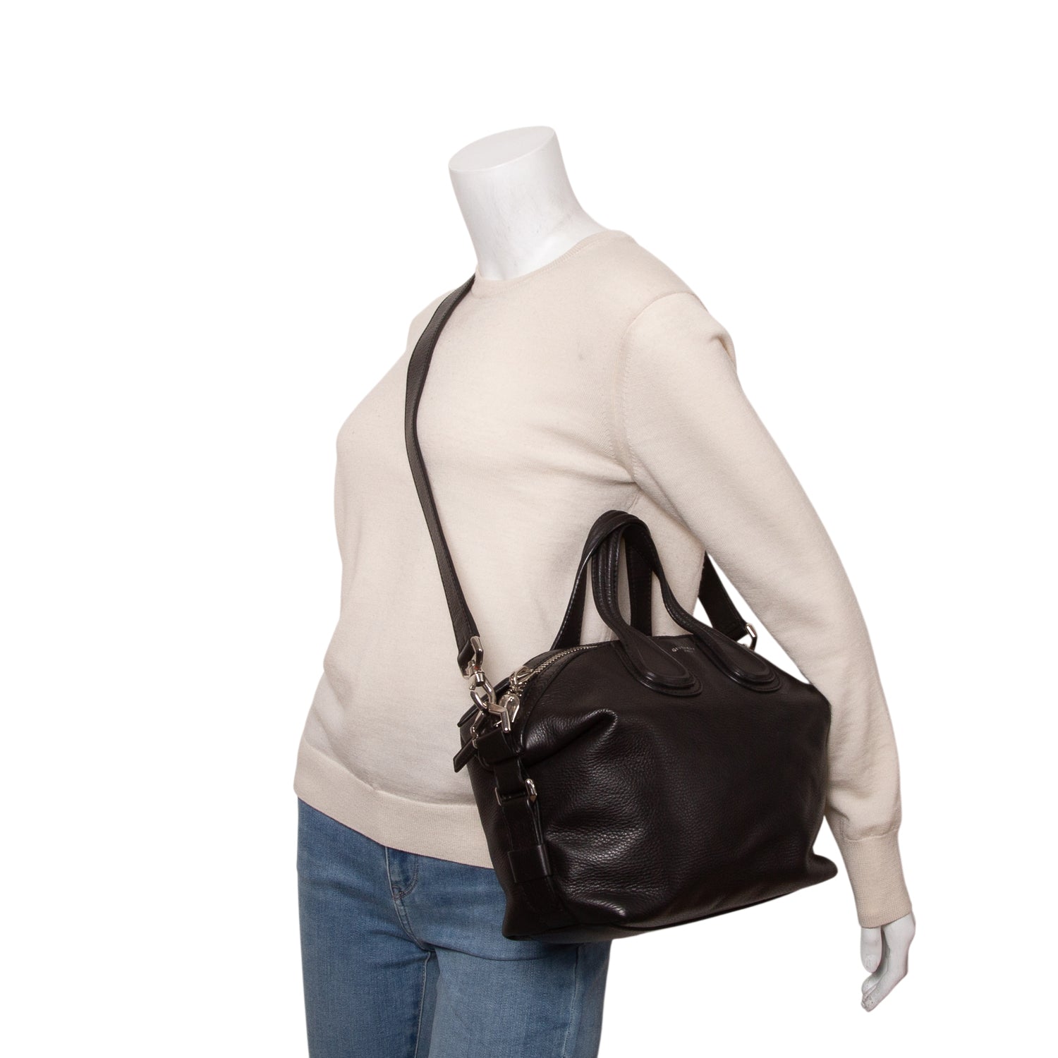 Givenchy Black Calfskin Medium Nightingale w/ Straps