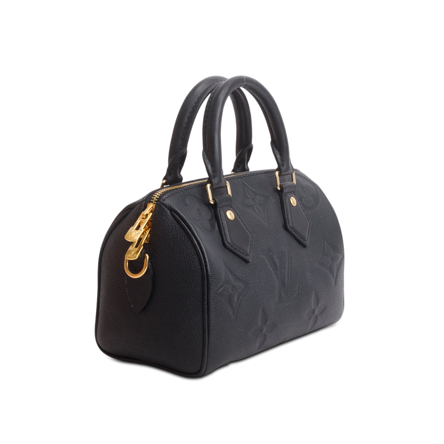 Louis Vuitton Black Monogram Empreinte Leather Speedy Bandouliere 20 w/ Strap & Box