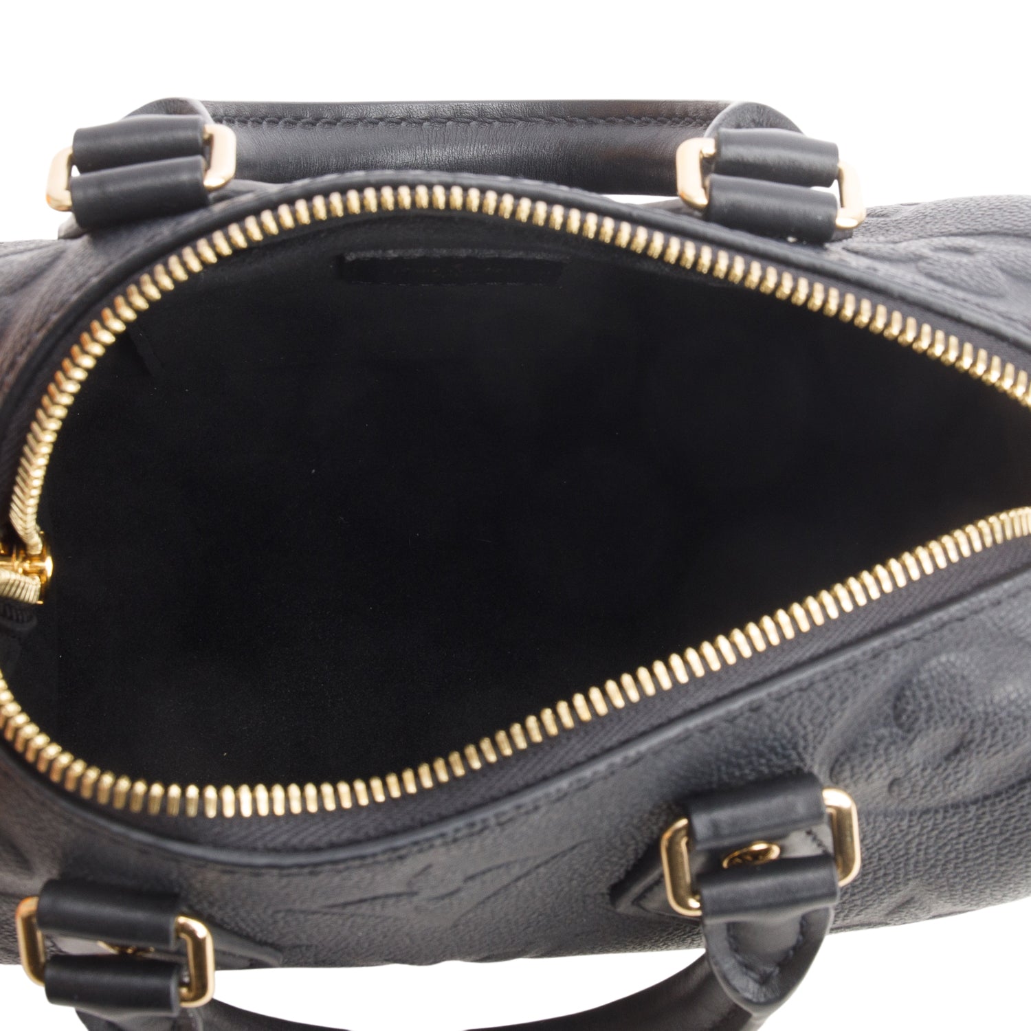 Louis Vuitton Black Monogram Empreinte Leather Speedy Bandouliere 20 w/ Strap & Box