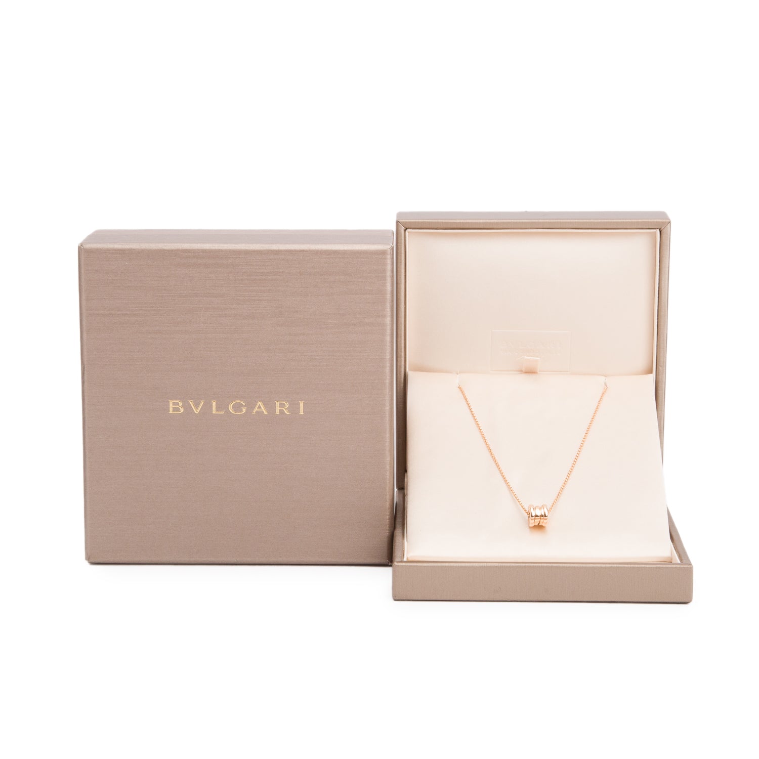 BVLGARI 2025 18k Rose Gold B.Zero1 Pendant Necklace w/ Box, Receipt & Certificate