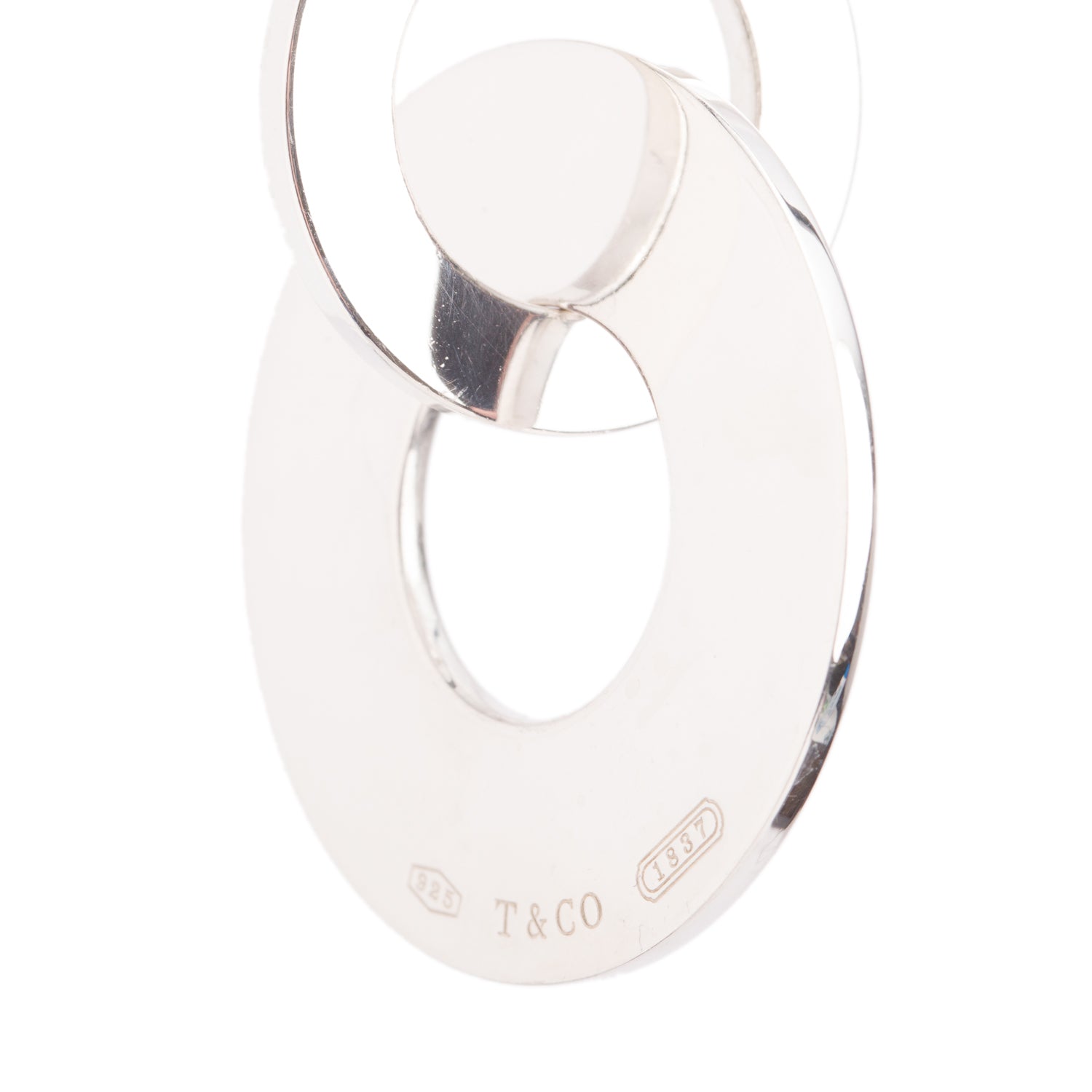 Tiffany & Co. Sterling Silver 1837 Double Circle Drop Pendant Necklace