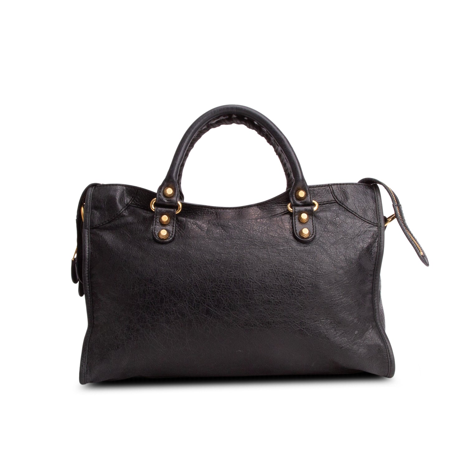 Balenciaga Black Agneau Leather Le City Medium Bag w/ Strap