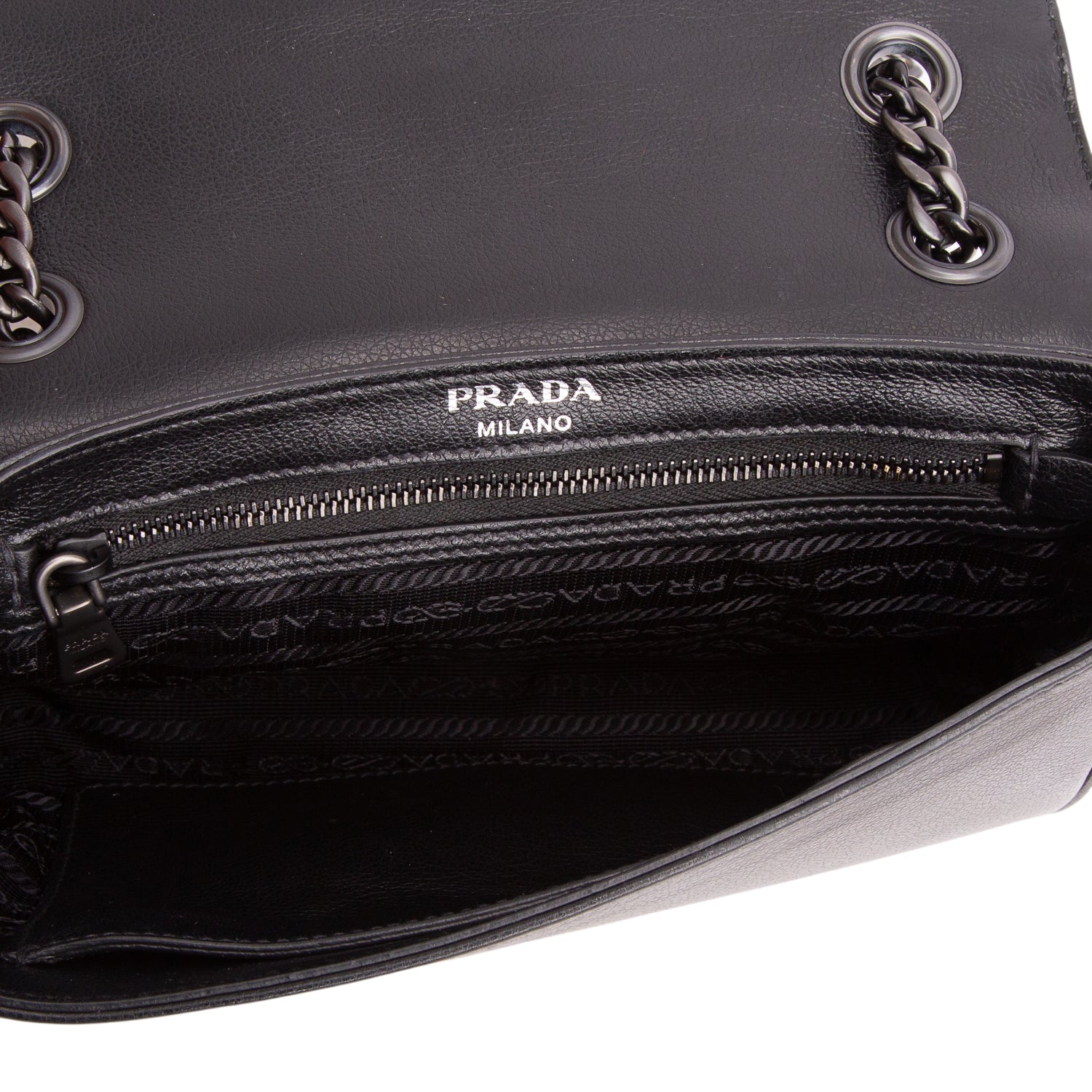 Prada Black/White Glace Calf Leather Studded Camera Crossbody Bag