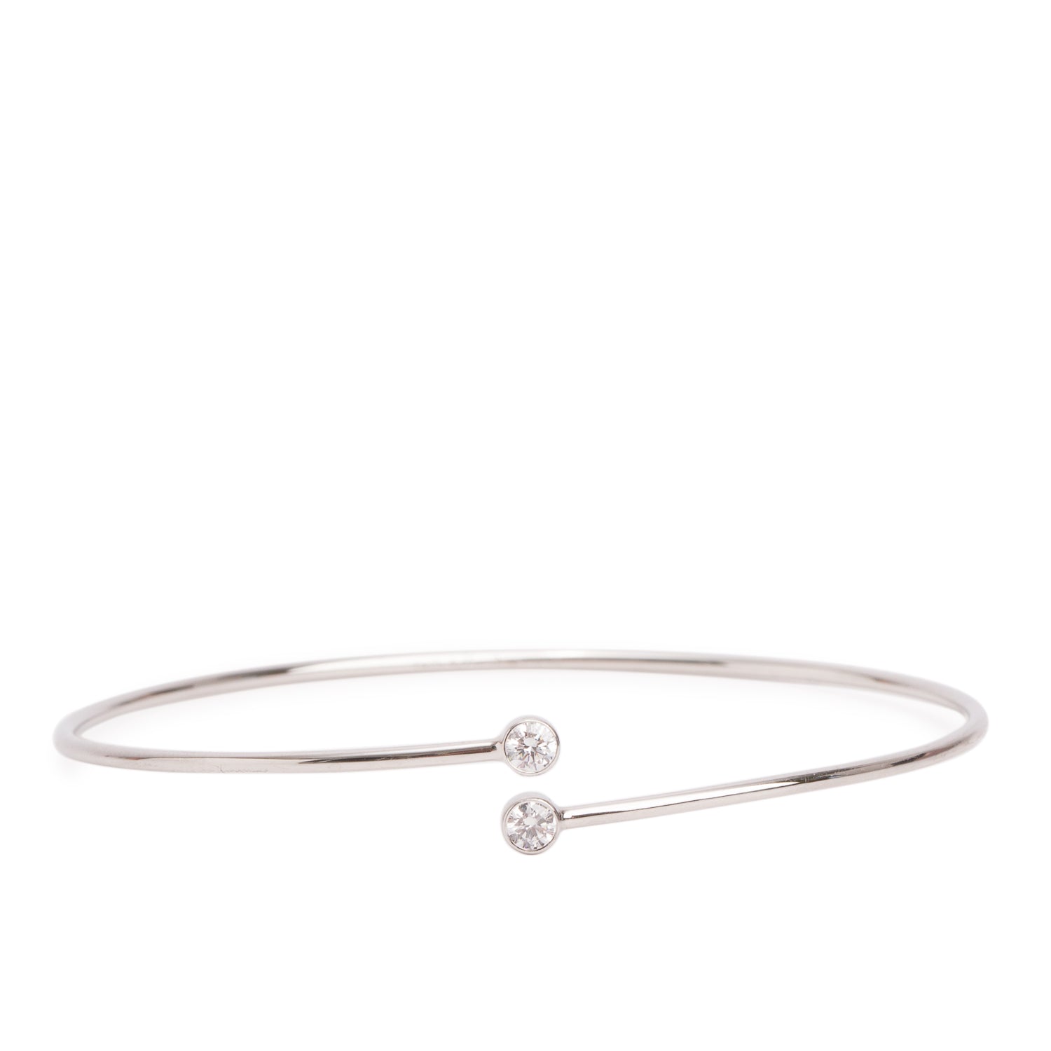 Tiffany & Co. Elsa Peretti Platinum Diamond Single-Row Bangle Bracelet w/ Box