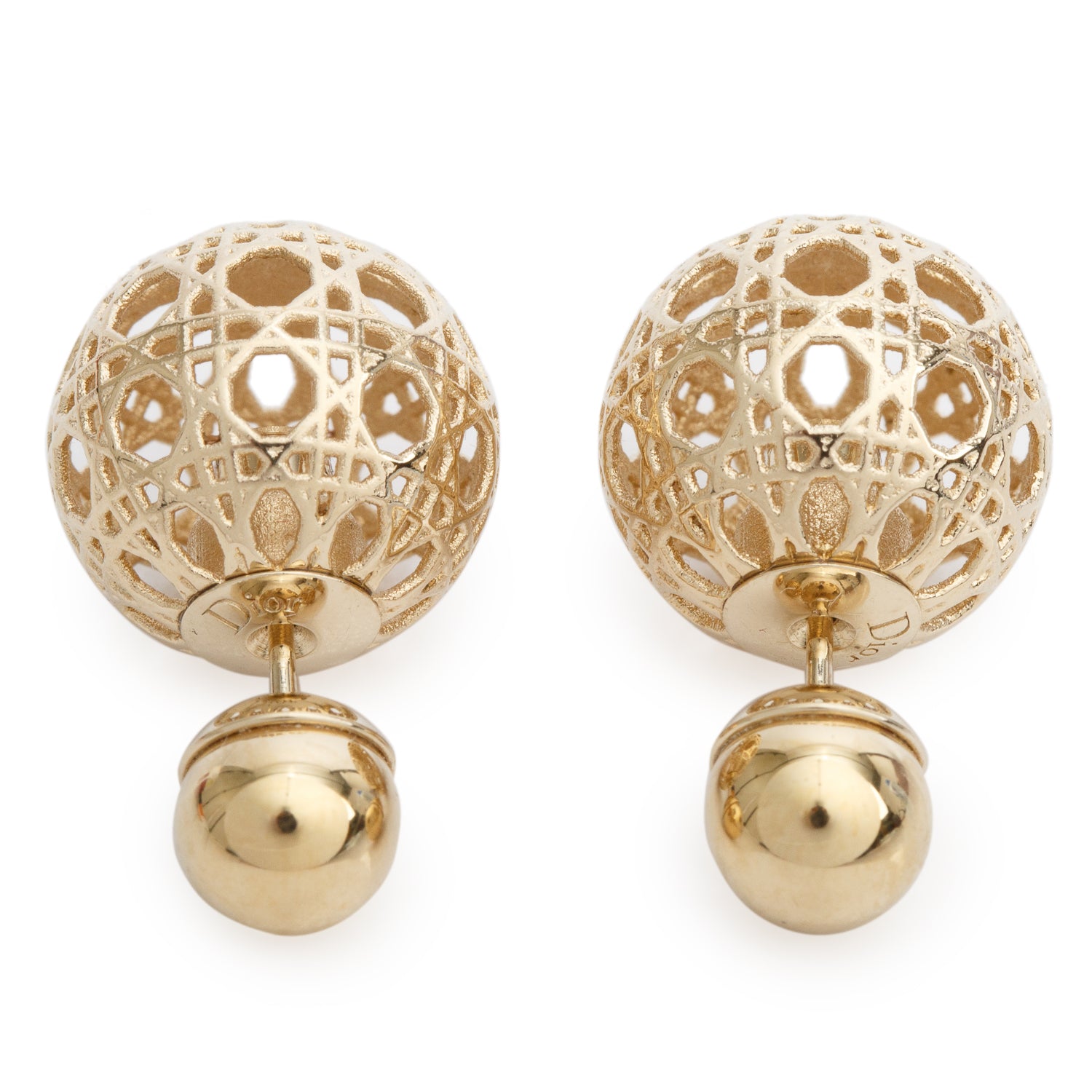 Christian Dior Gold Plated Cannage Mise En Dior Tribales Earrings