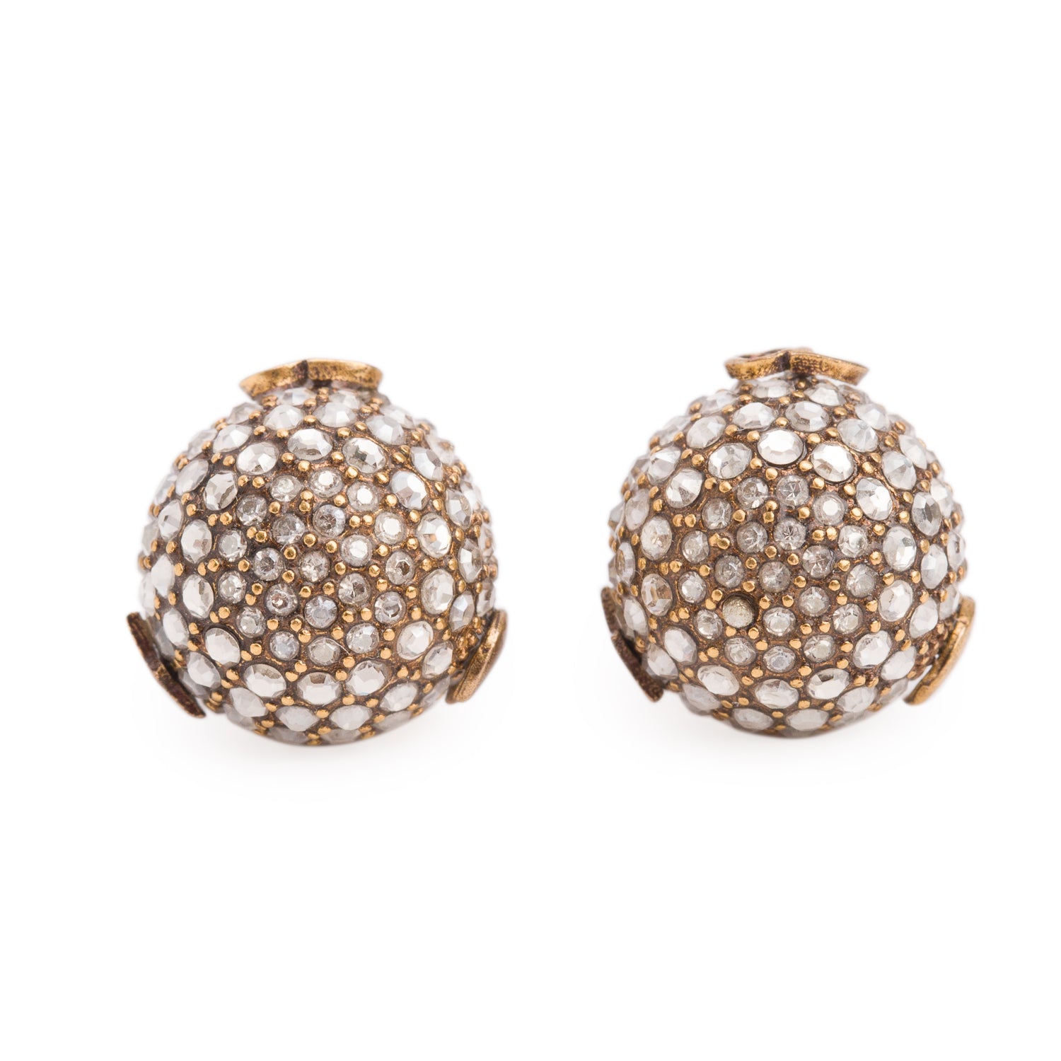Christian Dior Gold Plated Crystal Star Moon Tribales Earrings