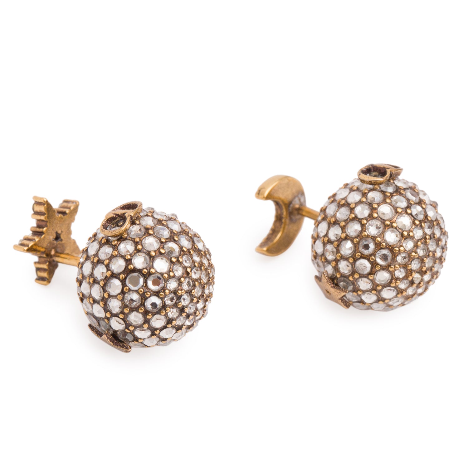 Christian Dior Gold Plated Crystal Star Moon Tribales Earrings