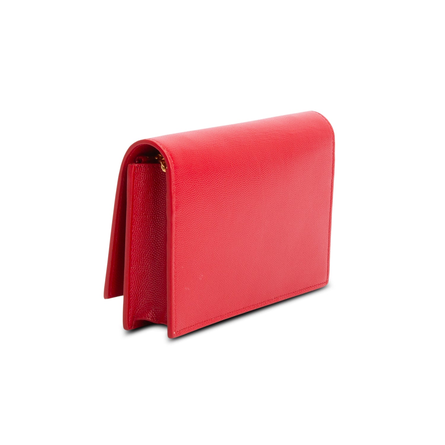 Saint Laurent Red Grain De Poudre Classic Monogram Kate Tassel Chain Wallet