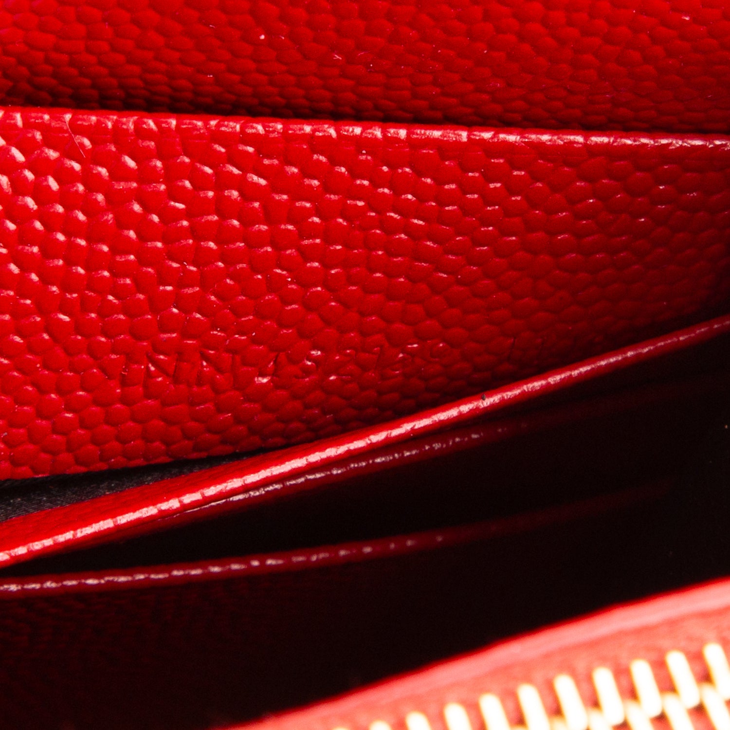 Saint Laurent Red Grain De Poudre Classic Monogram Kate Tassel Chain Wallet