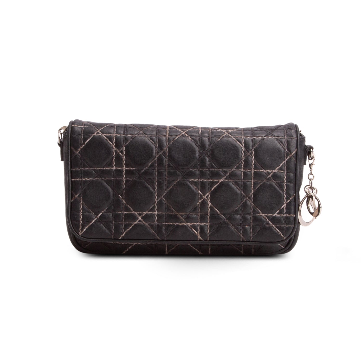 Christian Dior Black Cannage Lambskin Leather Wallet on Chain