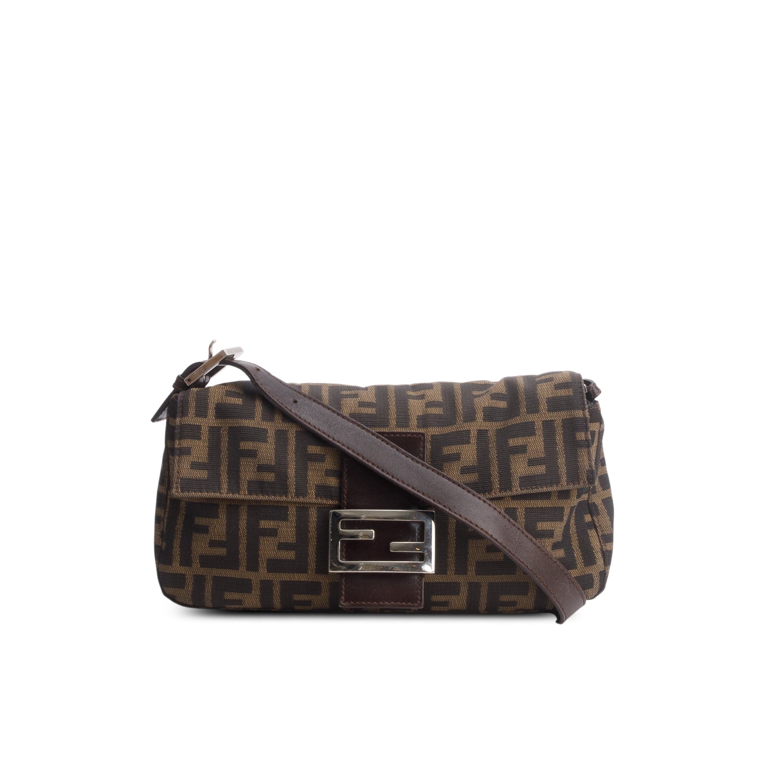 Fendi Brown FF Zucca Canvas Baguette Shoulder Bag