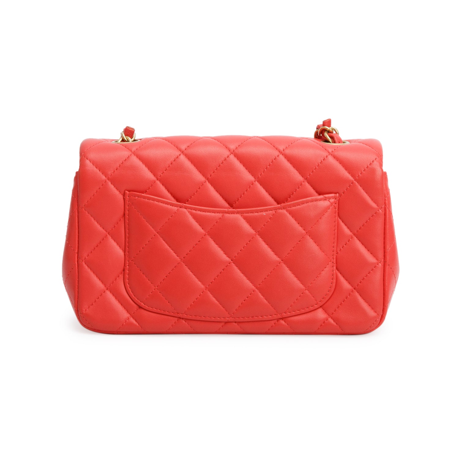 Chanel Red Lambskin Quilted Mini Rectangular Flap Bag