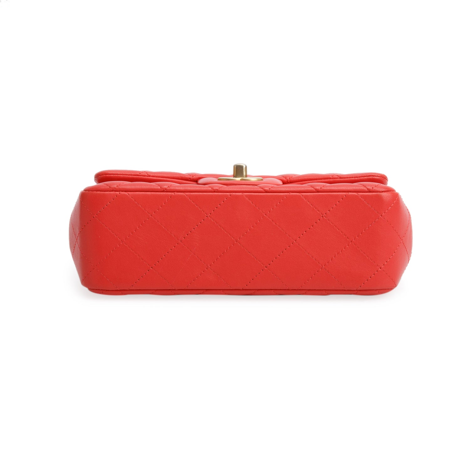 Chanel Red Lambskin Quilted Mini Rectangular Flap Bag
