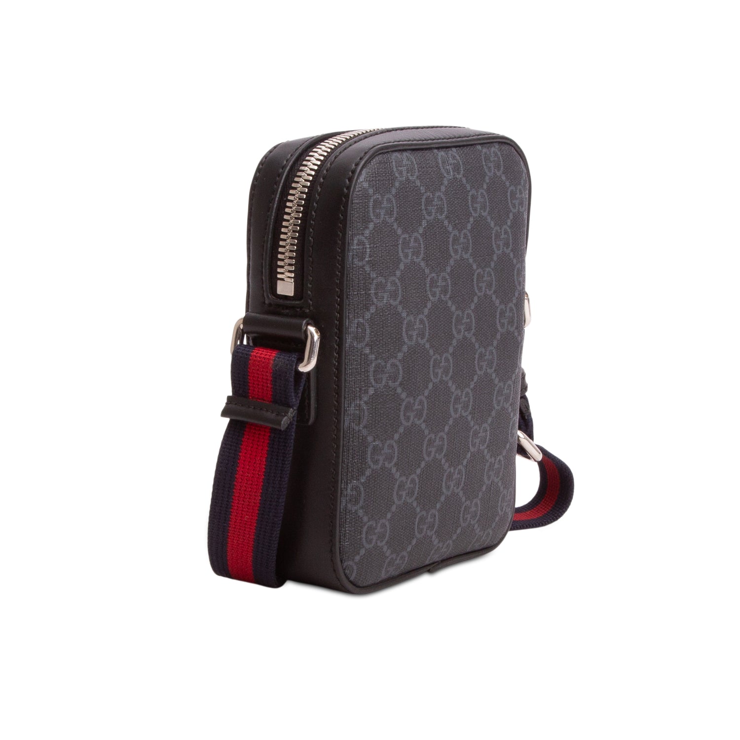 Gucci Black GG Supreme Monogram Appia Calfskin Web Small Camera Messenger Bag