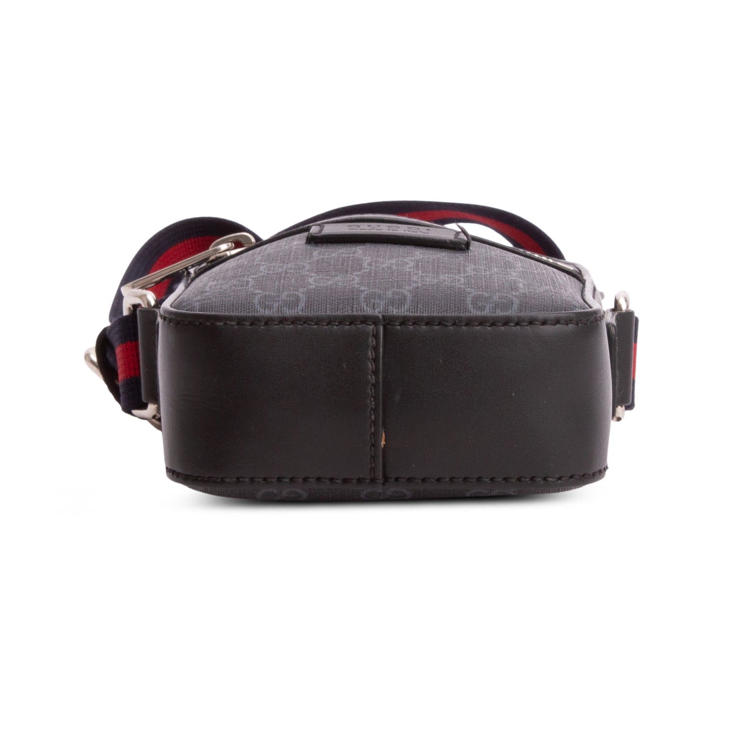 Gucci Black GG Supreme Monogram Appia Calfskin Web Small Camera Messenger Bag
