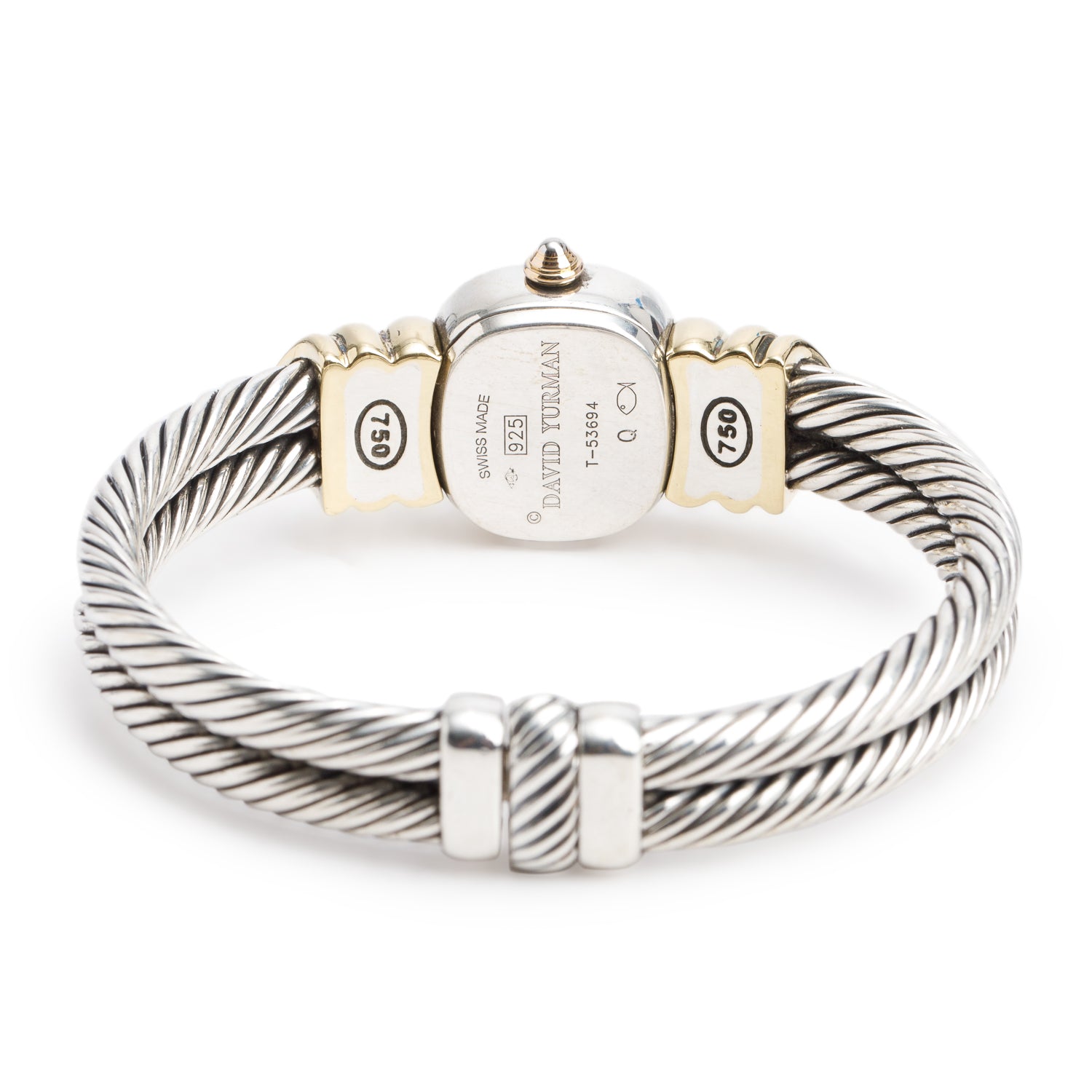 David Yurman Stainless Steel & 18k Yellow Gold Cable Watch Mother of Pearl Dial