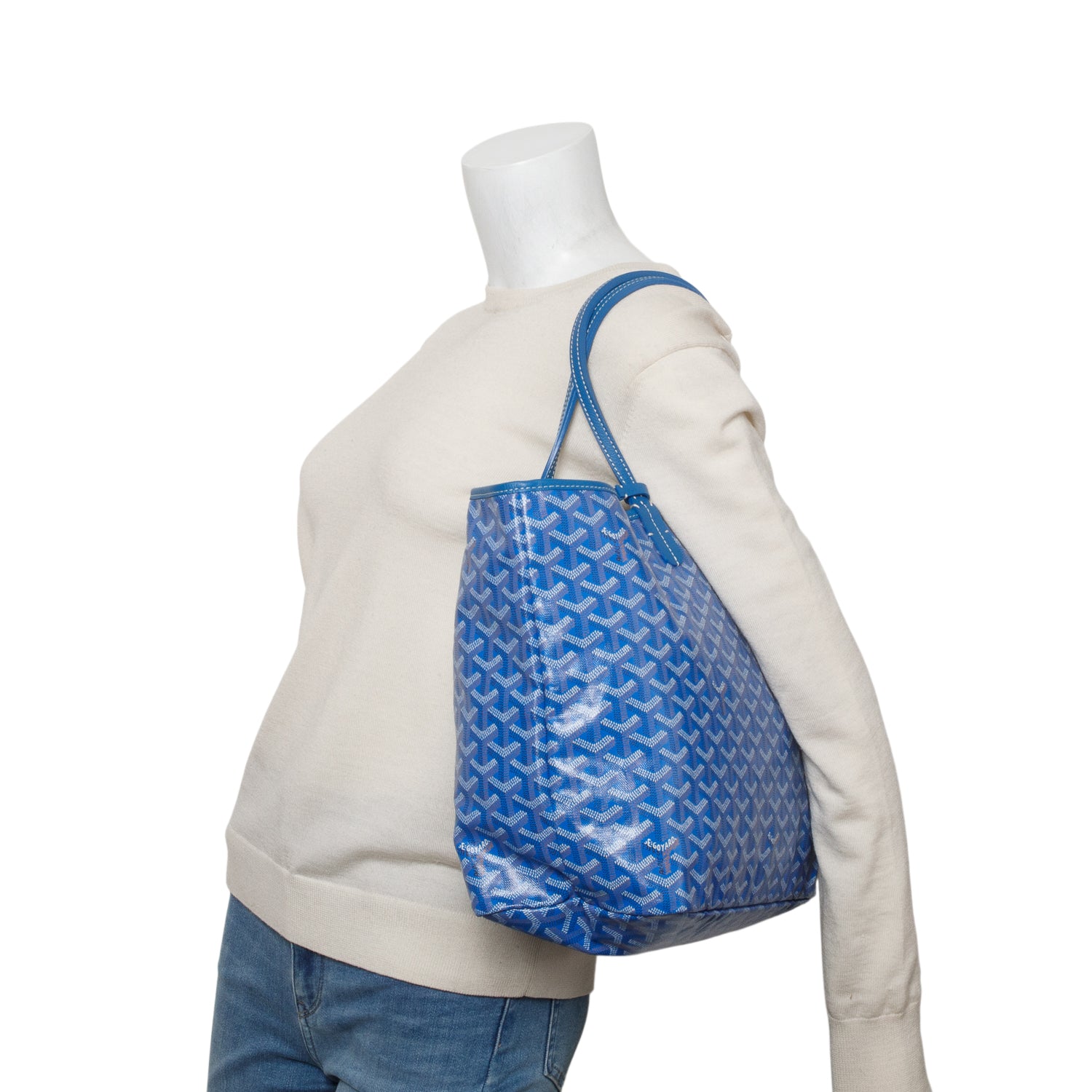 Goyard 2024 Blue Goyardine Saint Louis PM w/ Pouch