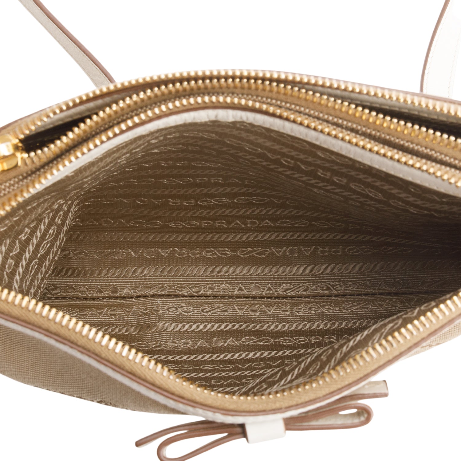 Prada Beige Jacquard Logo Flat Crossbody Bag
