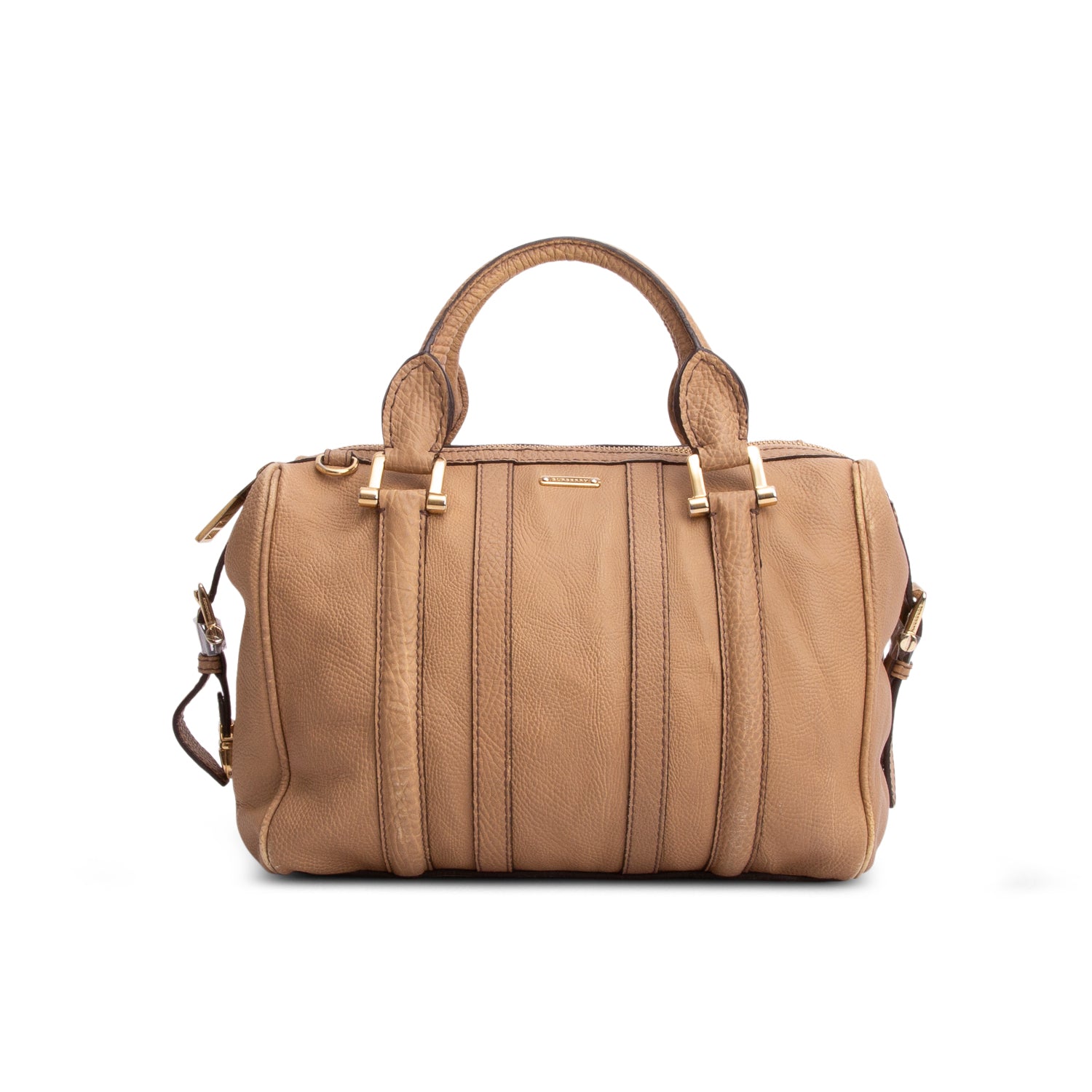 Burberry Brown Calfskin Nevinson Bowling Bag w/ Strap