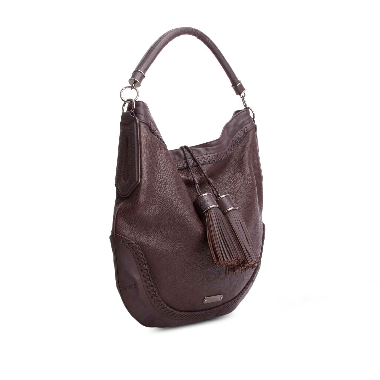 Burberry Burgundy Calfskin Parade Tassel Hobo