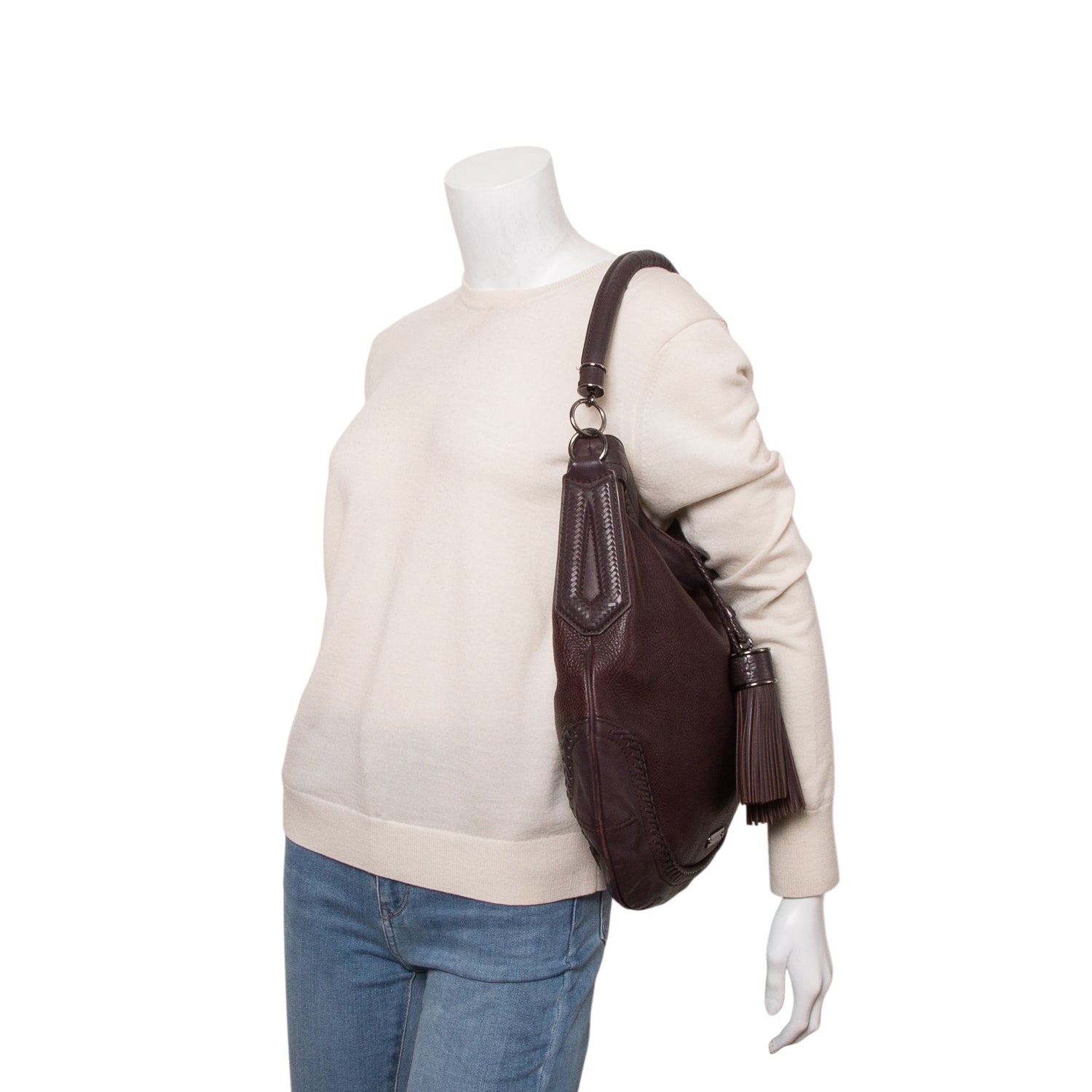 Burberry Burgundy Calfskin Parade Tassel Hobo