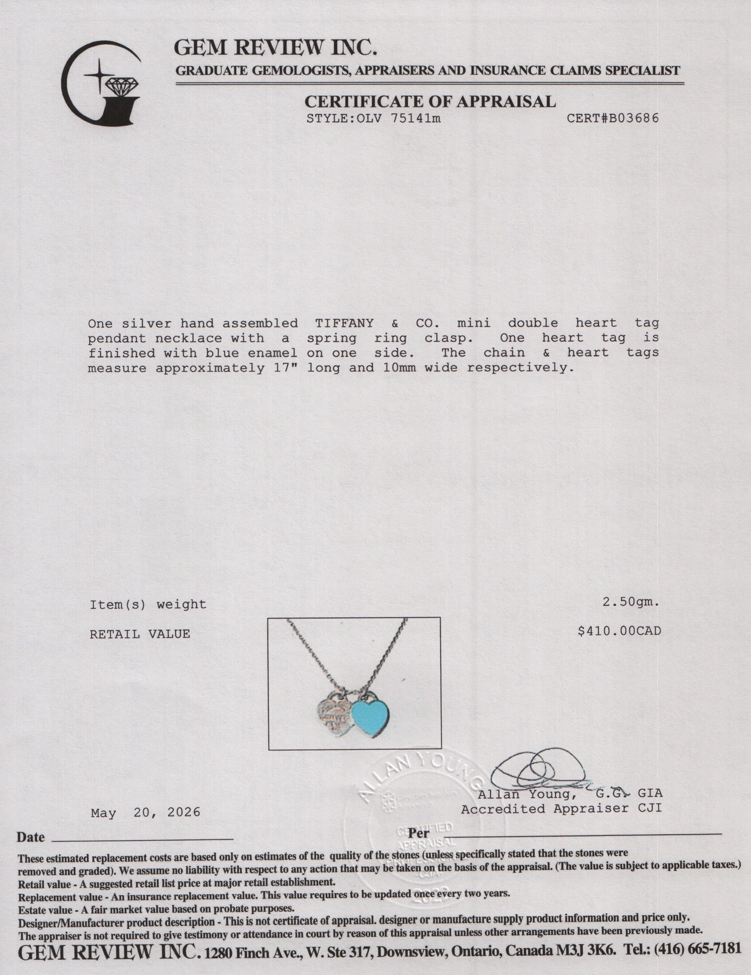 Tiffany & Co. Return to Tiffany Mini Double Heart Tag Pendant