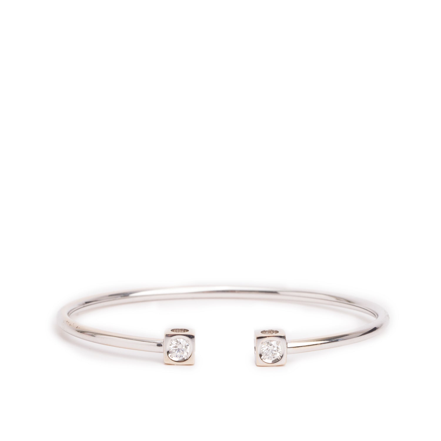 Dinh Van 18k White Gold Diamond Le Cube Large Bracelet