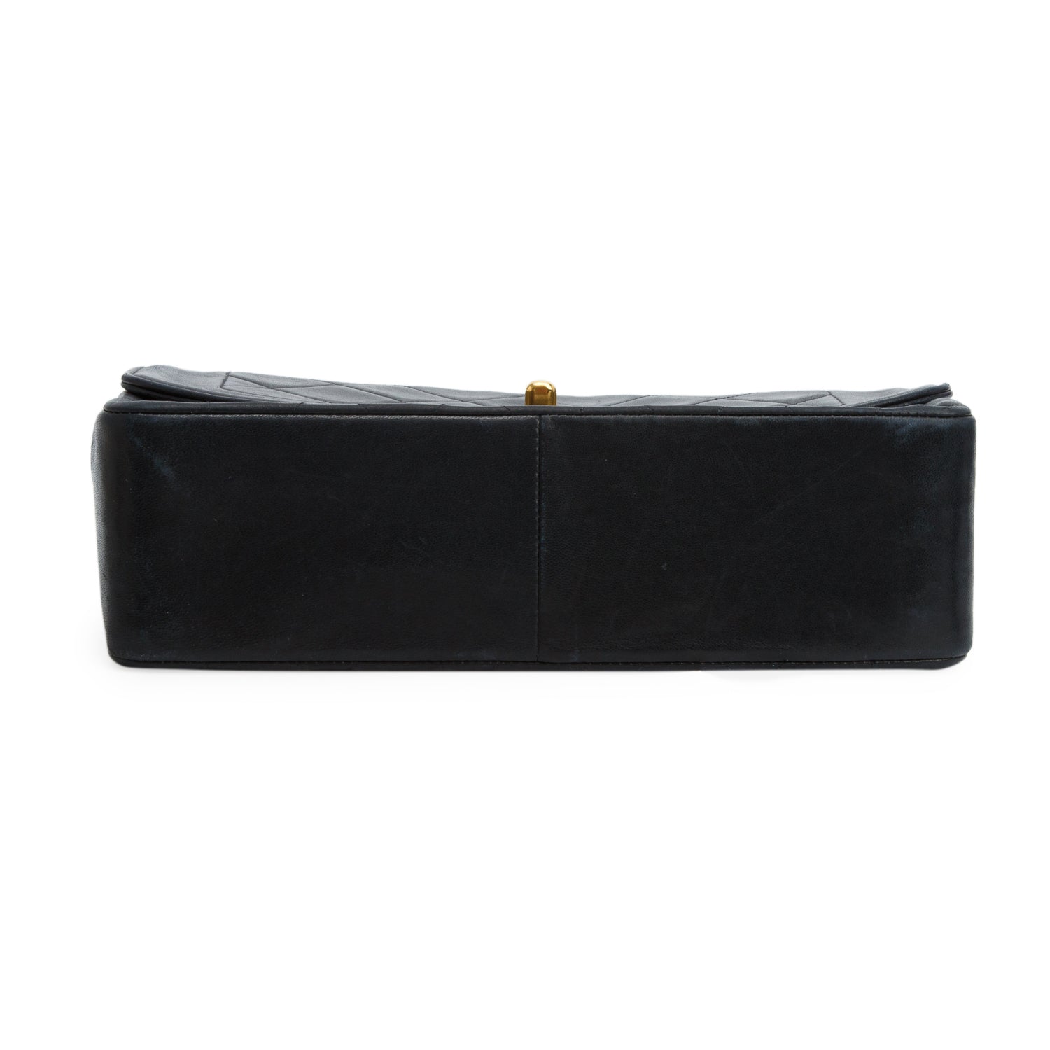 Chanel Vintage Black Lambskin Quilted Medium Diana Flap w/ Authenticity Card