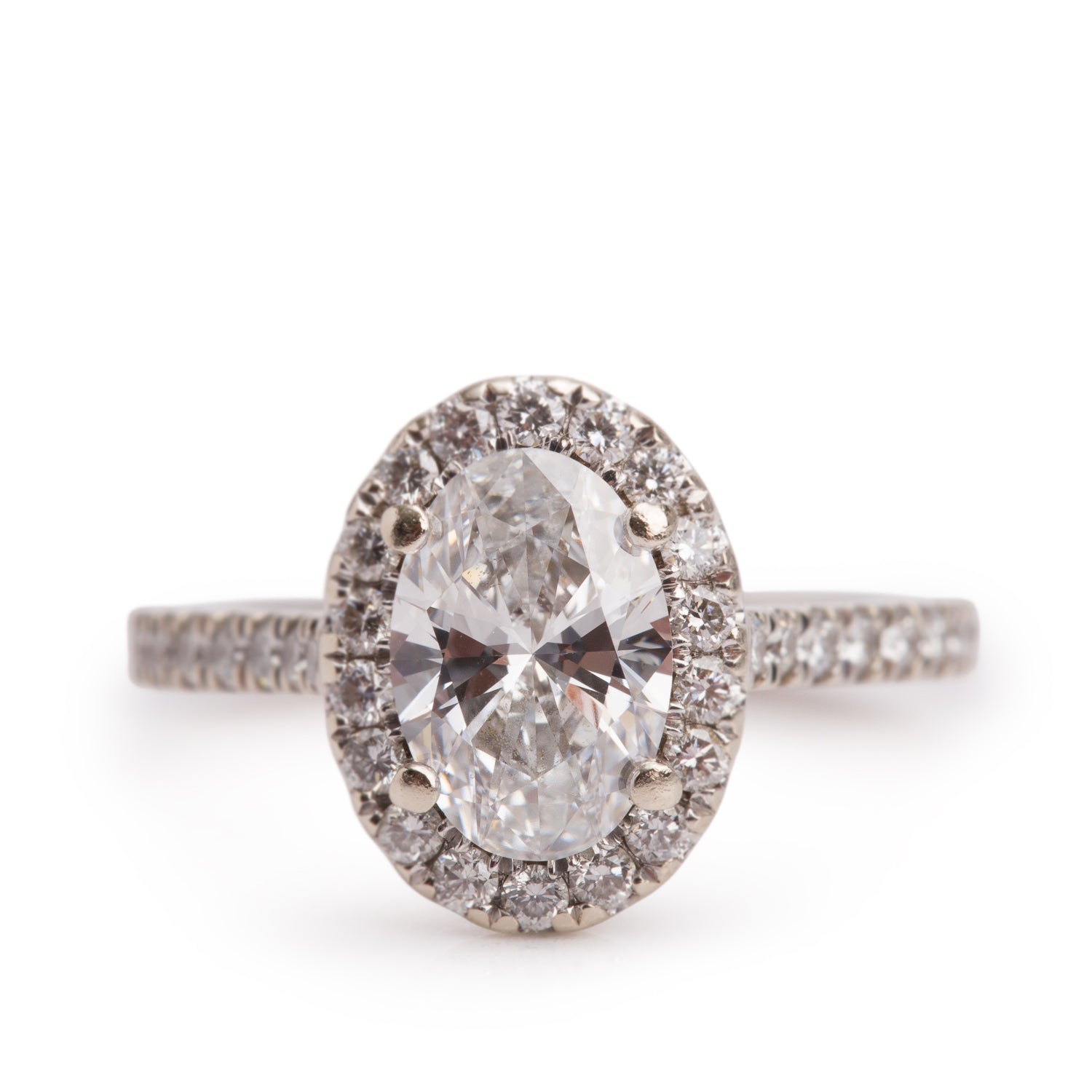 18k White Gold 1.43 ct. Oval Cut Diamond Engagement Ring, Size 3.5