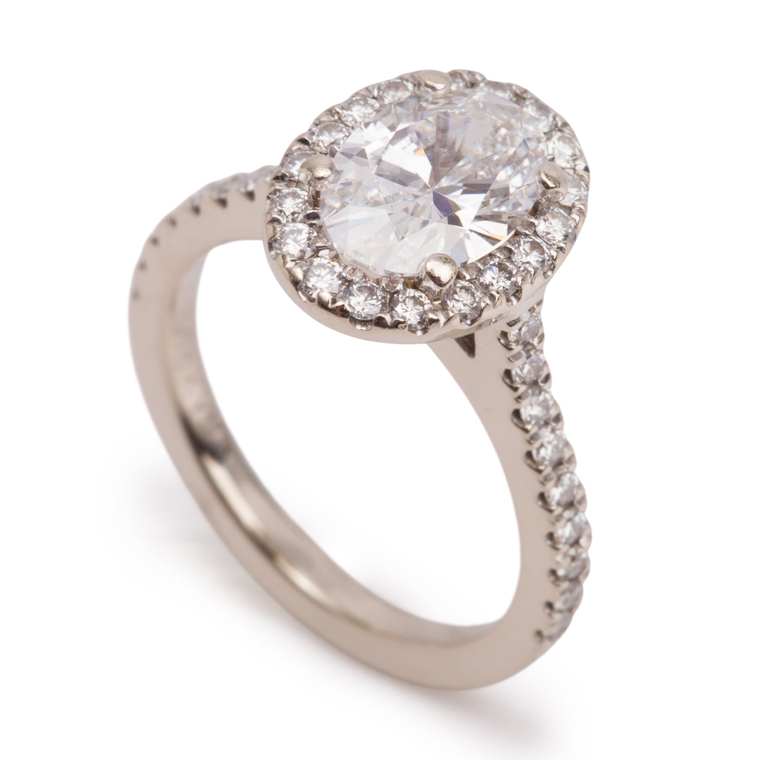 18k White Gold 1.43 ct. Oval Cut Diamond Engagement Ring, Size 3.5