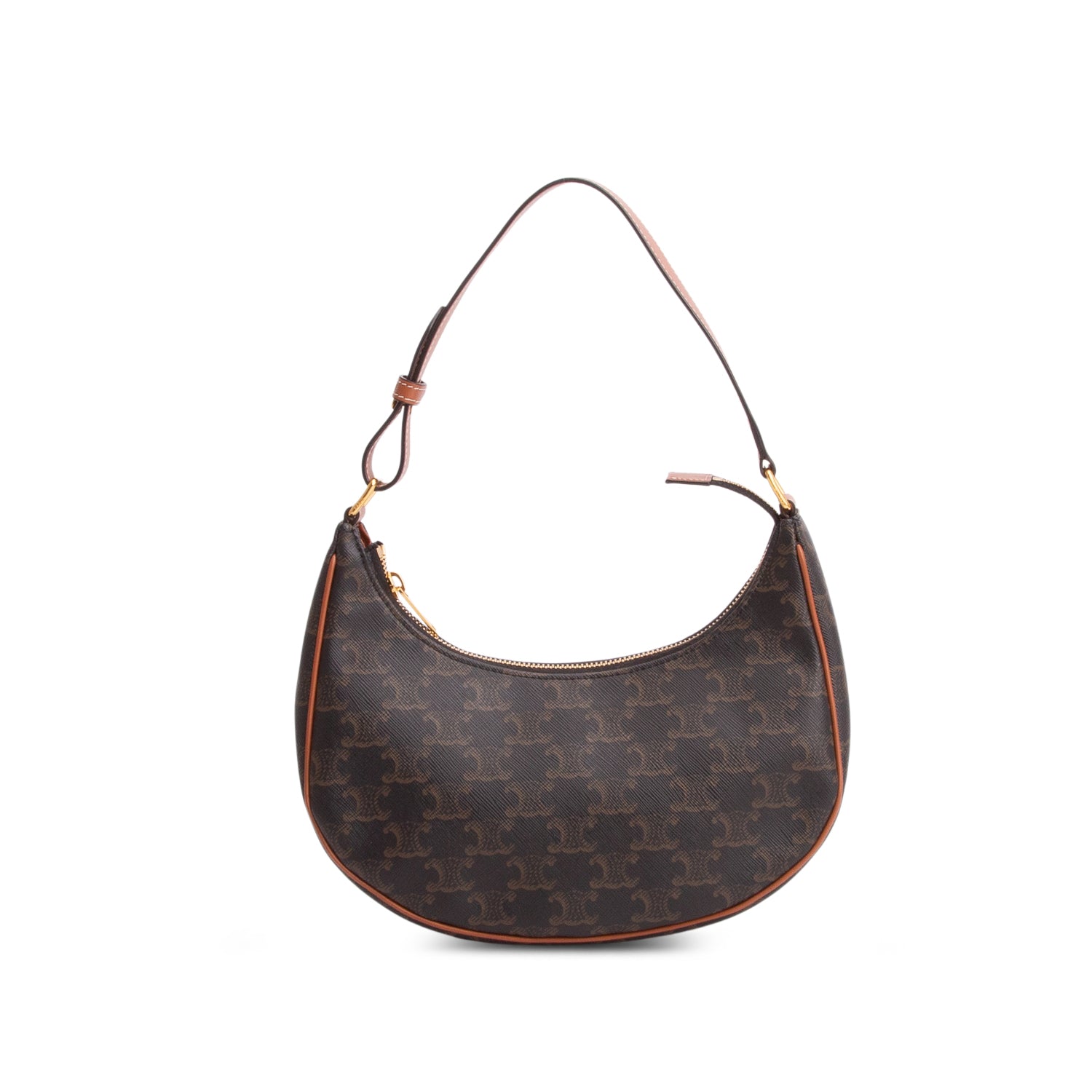 Celine 2020 Brown Triomphe Canvas and Calfskin Ava Shoulder Bag