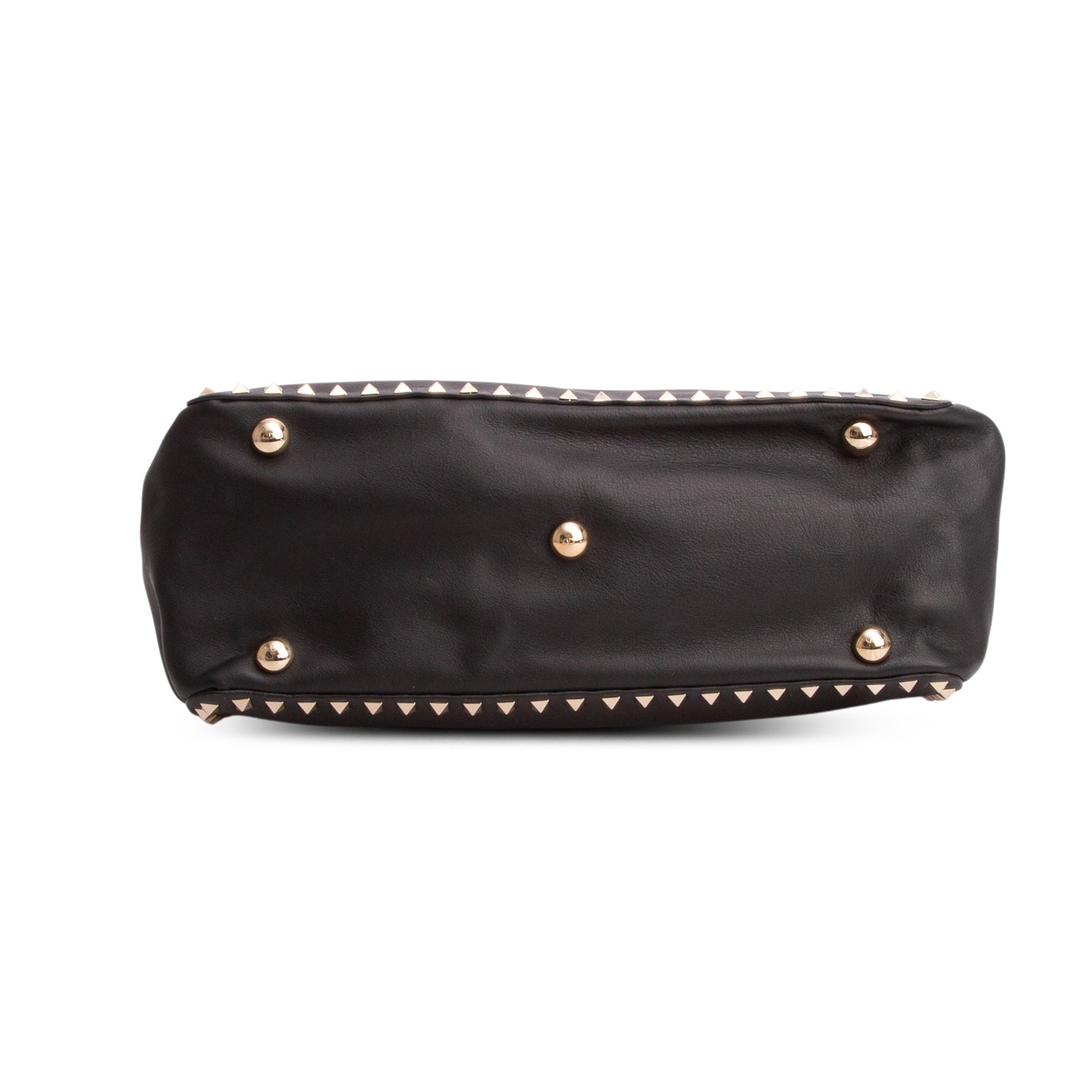 Valentino Black Vitello Medium Rockstud Tote w/ Strap