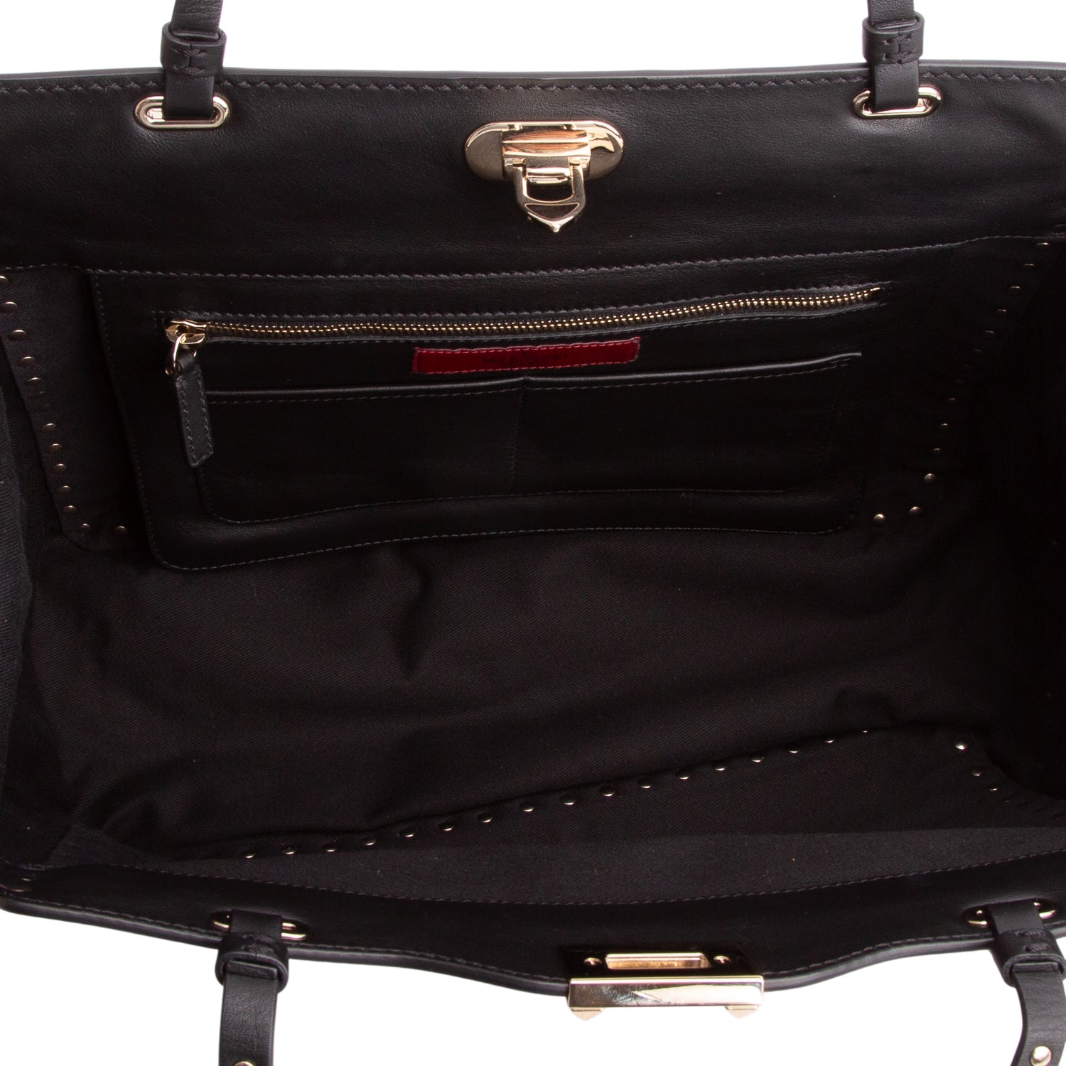 Valentino Black Vitello Medium Rockstud Tote w/ Strap