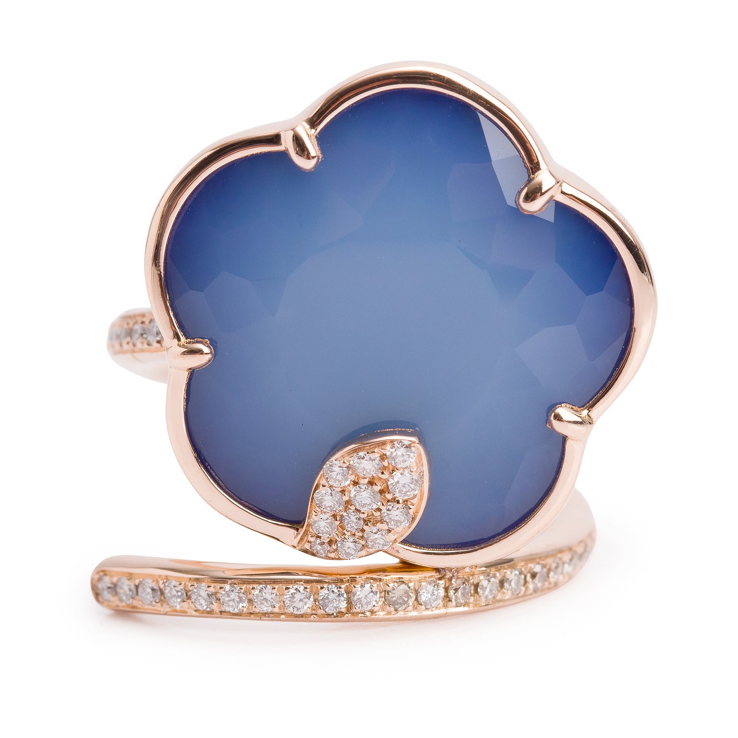 Pasquale Bruni 18k Yellow Gold Chalcedony & Diamond Petit Joli Rose Ring, Size 6.25