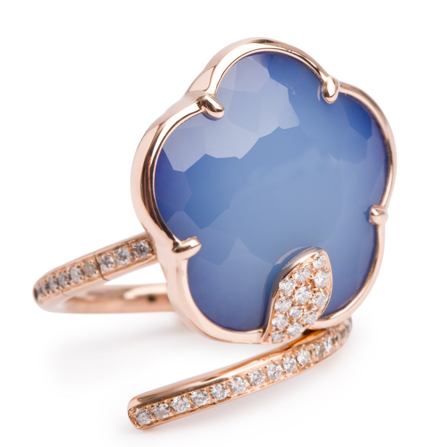 Pasquale Bruni 18k Yellow Gold Chalcedony & Diamond Petit Joli Rose Ring, Size 6.25