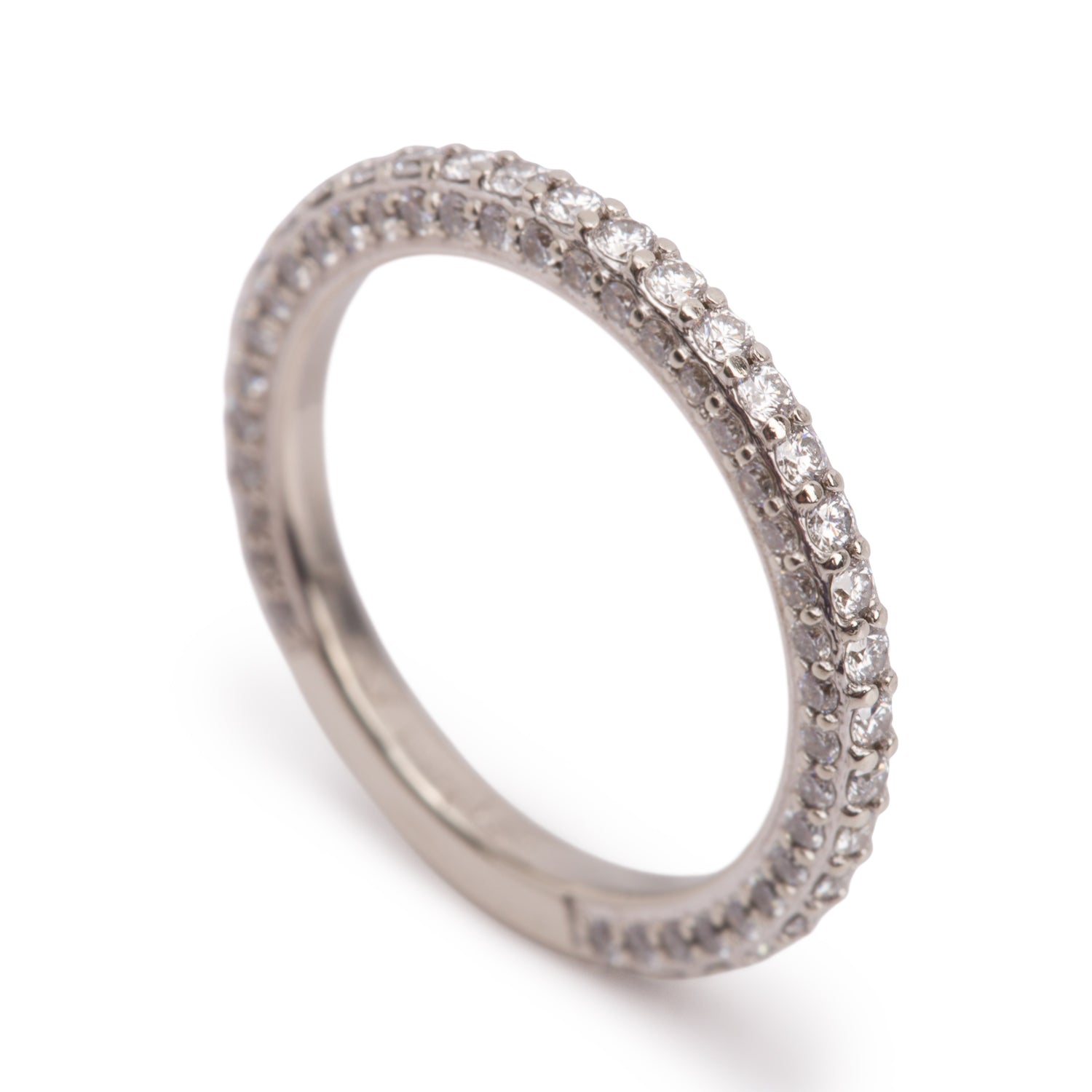 18k White Gold 0.50 tcw. Diamond Half Eternity Wedding Band Ring, Size 3.5