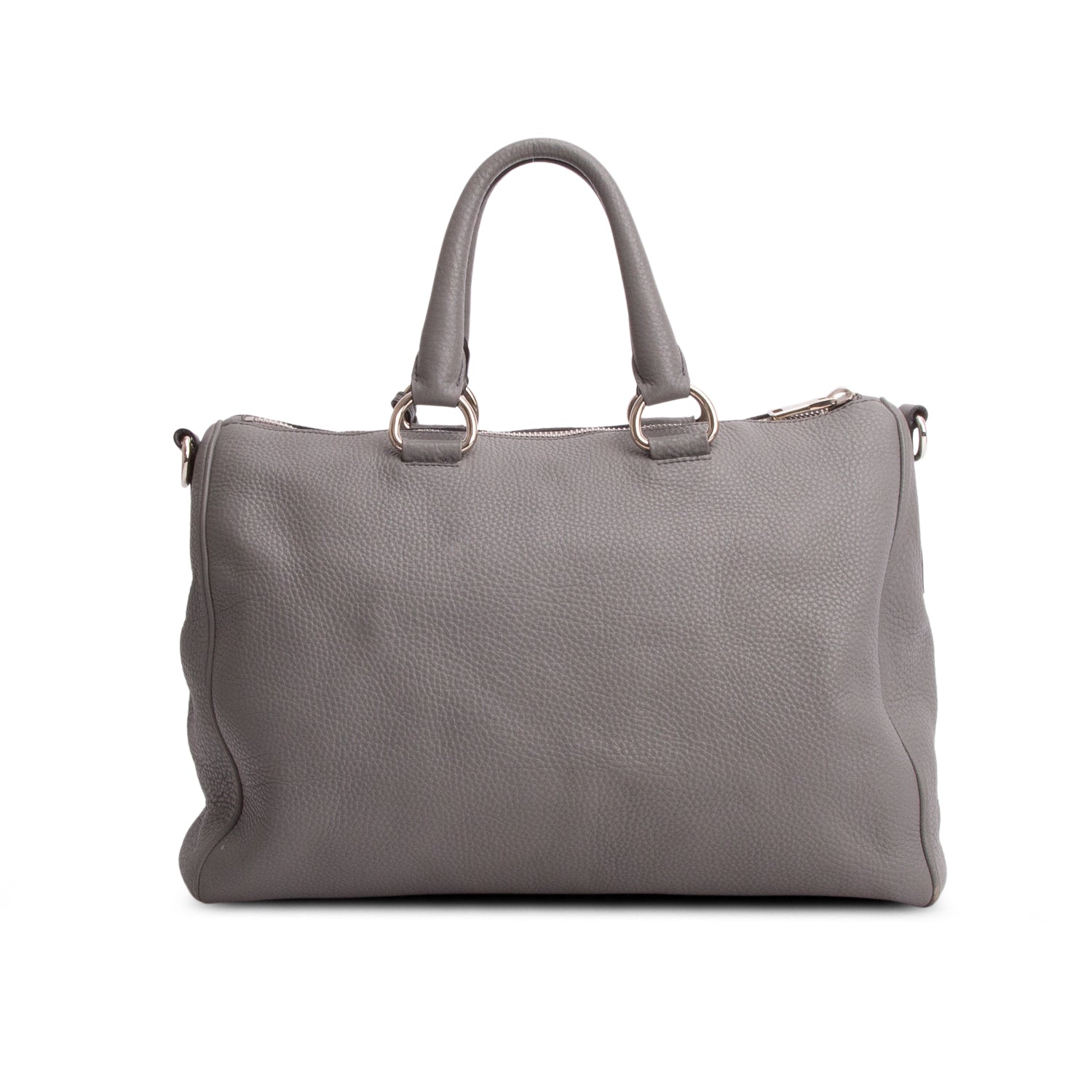 Prada Grey Vitello Daino Tote w/ Strap