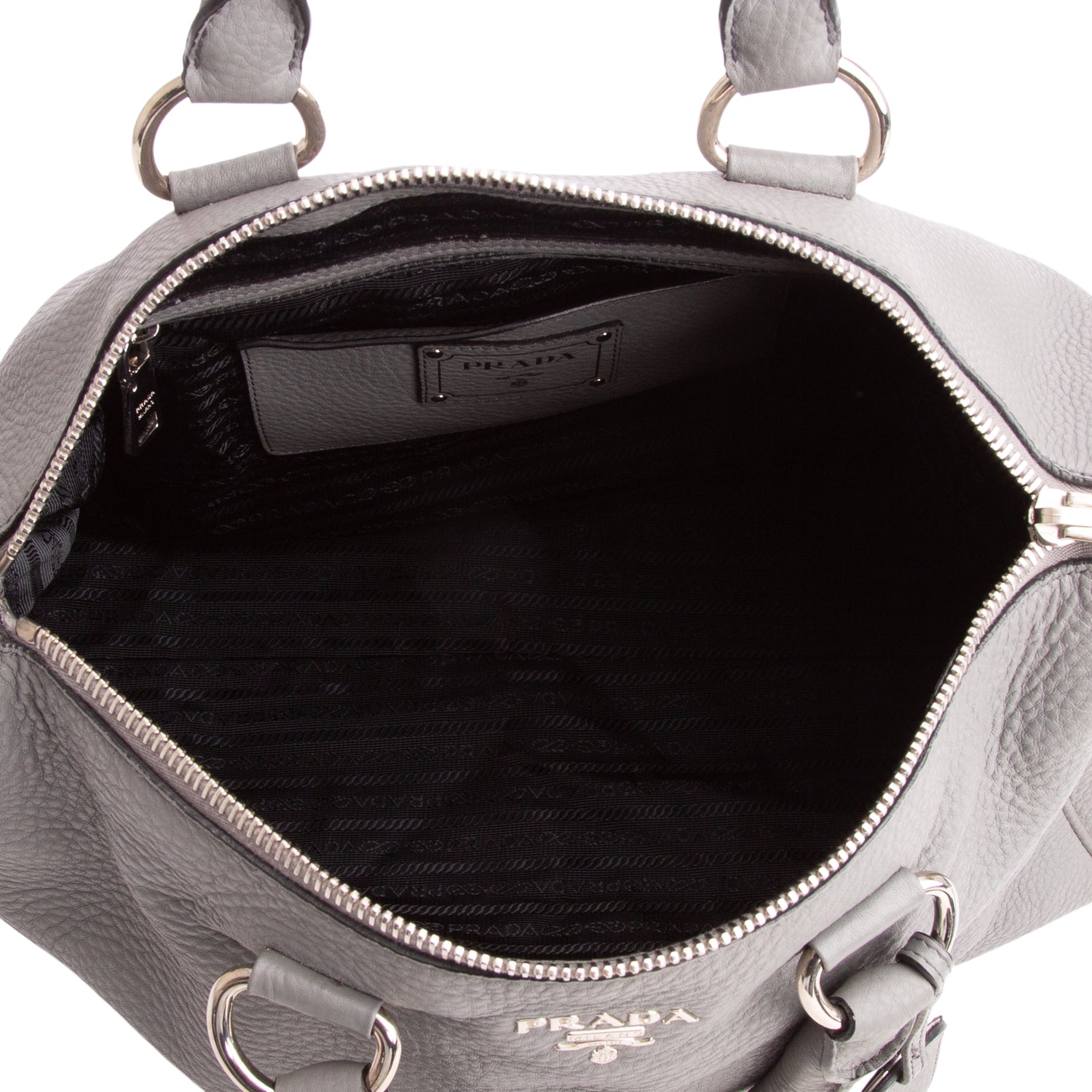 Prada Grey Vitello Daino Tote w/ Strap