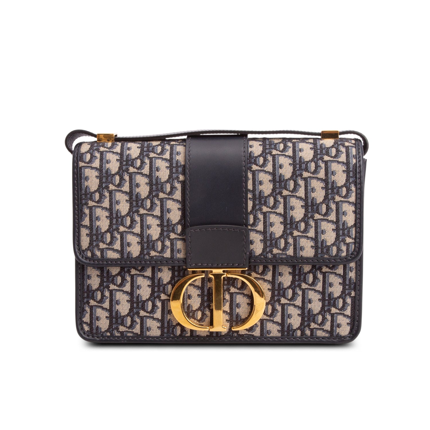 Christian Dior 2022 Navy Oblique 30 Montaigne Flap Bag w/ Box & Authenticity Card
