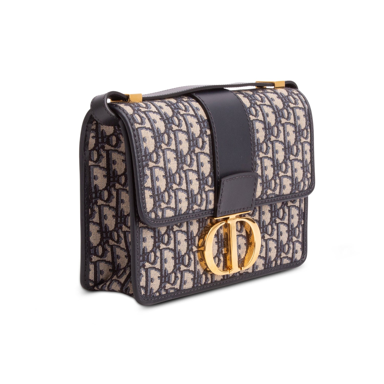 Christian Dior 2022 Navy Oblique 30 Montaigne Flap Bag w/ Box & Authenticity Card