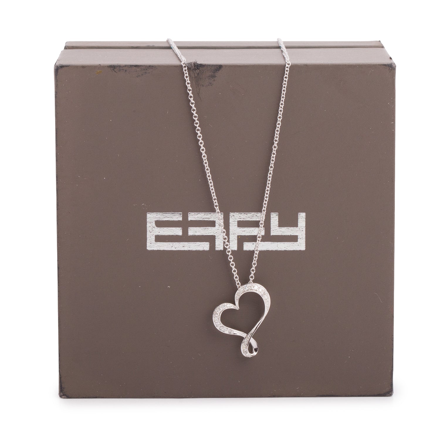 Effy 14k White Gold Diamond Heart Pendant Necklace w/ Box