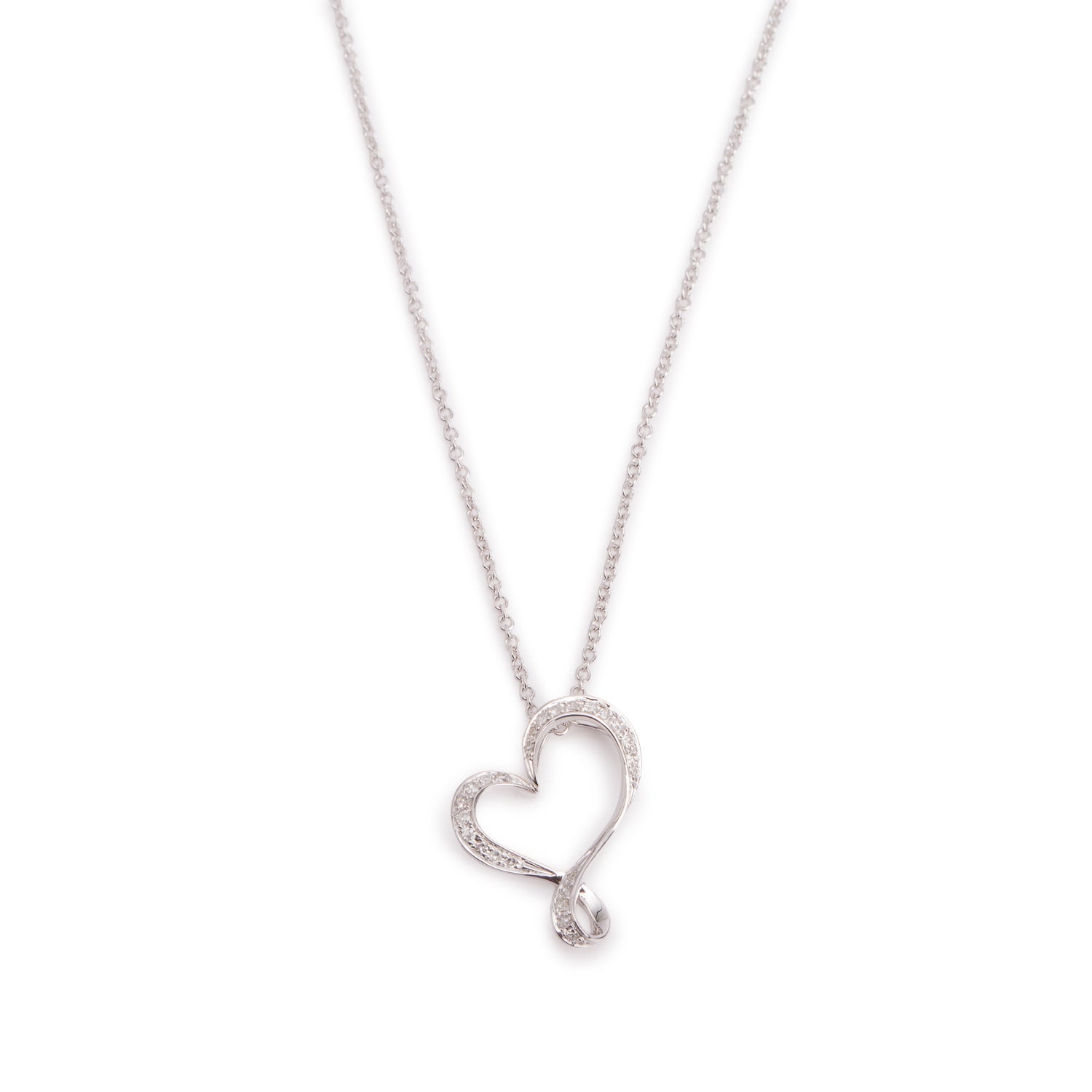 Effy 14k White Gold Diamond Heart Pendant Necklace w/ Box